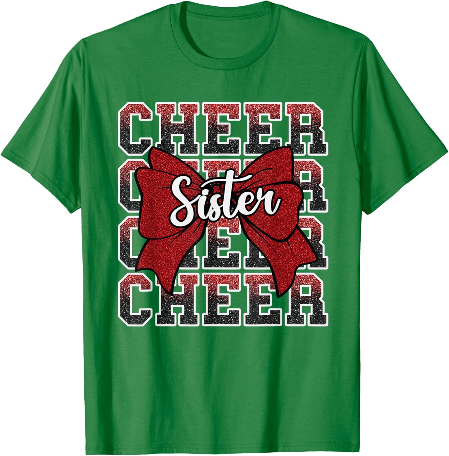 Coquette Cheer Sister Bow Red T-Shirt for Sport Cheerleaders - 6