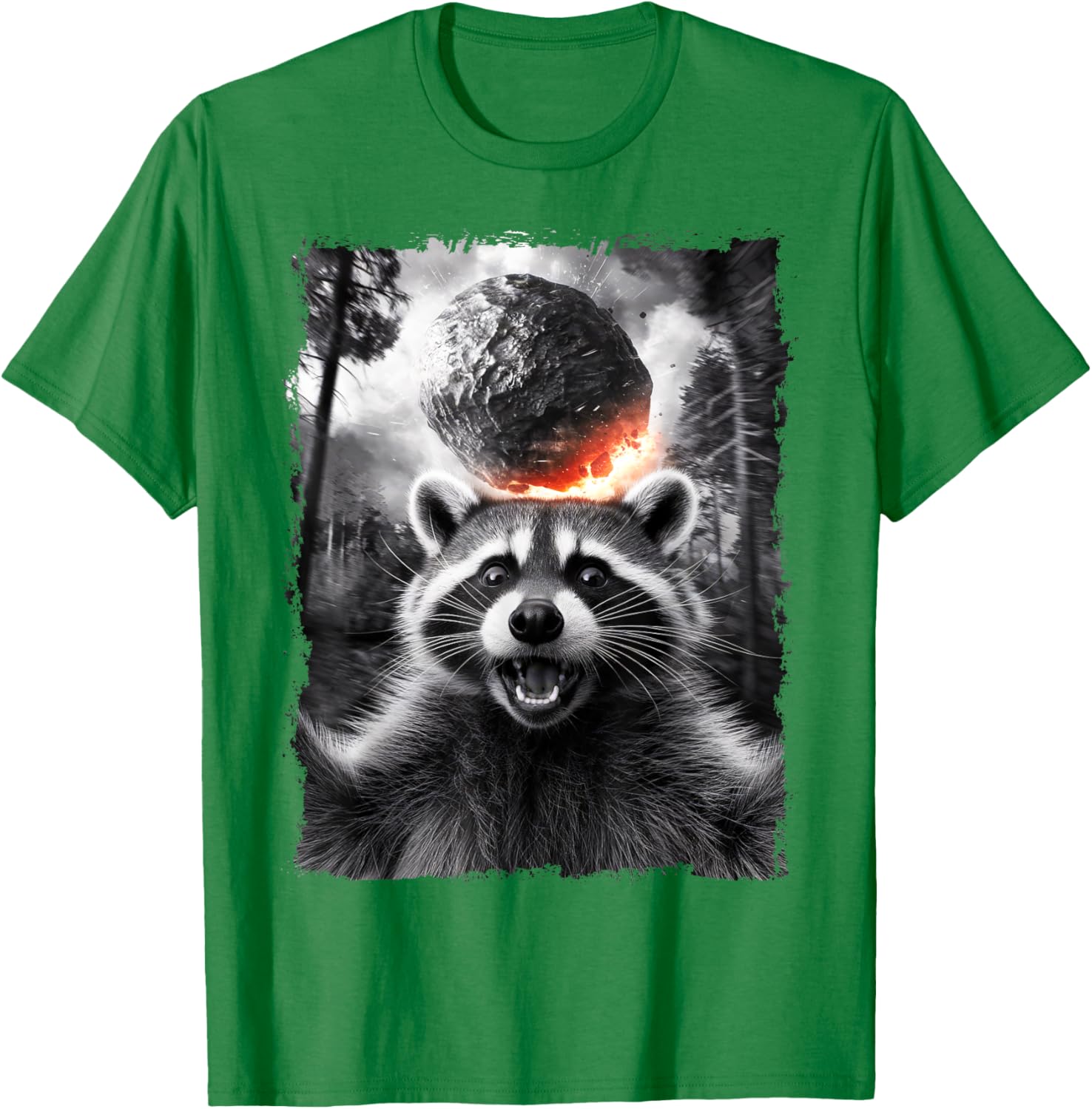 2024 Raccoon Asteroid Impact Selfie Photo T-Shirt for Fun Earth Lovers - 10