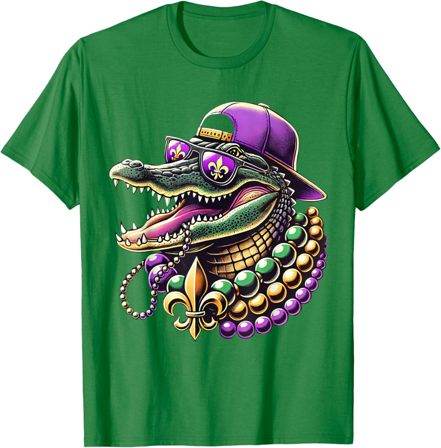 Unisex Mardi Gras T-Shirt - Cartoon Pattern Black Short Sleeve Tee - 14