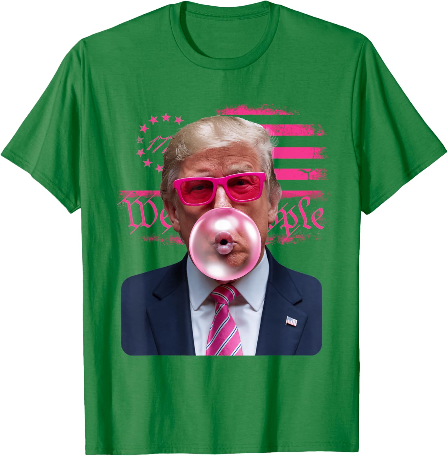 Trump Pink Glasses Bubble Gum 4th of July American Flag T-Shirt - 23