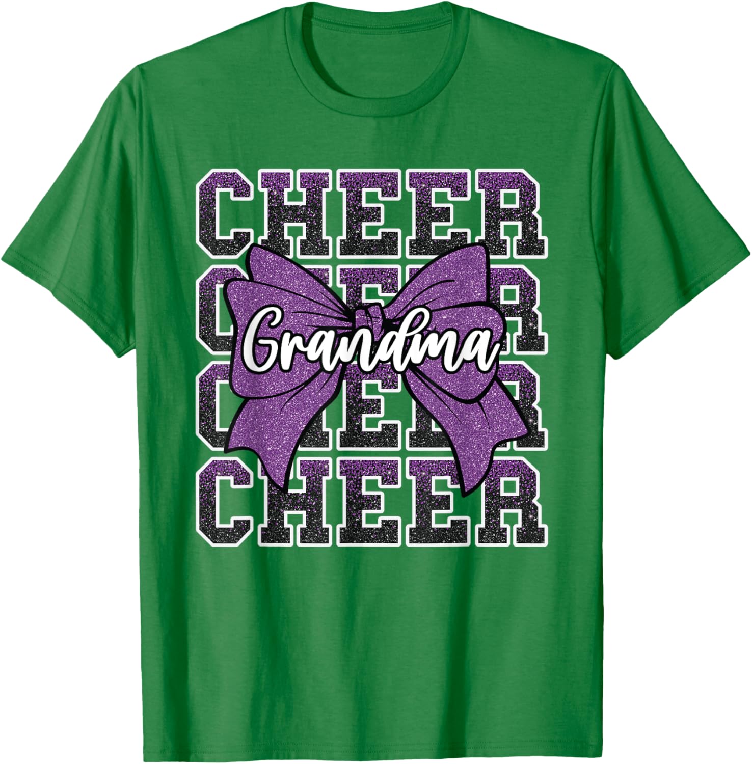 Cheer Grandma Bow Sport Purple T-Shirt for Cheerleaders and Fans - 20