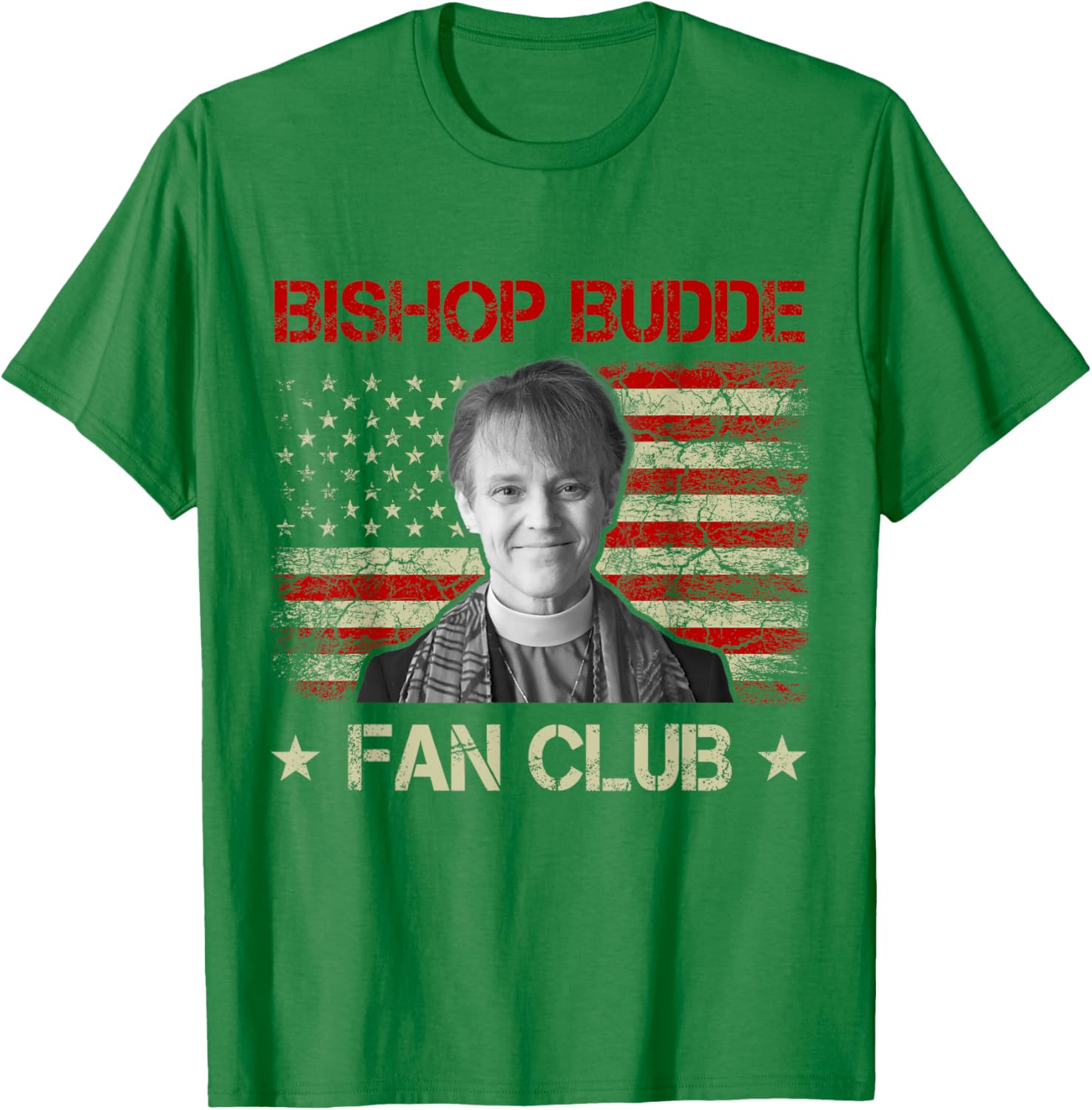 Bishop Budde Fan Club Vintage US Flag T-Shirt for Proud Supporters - 2