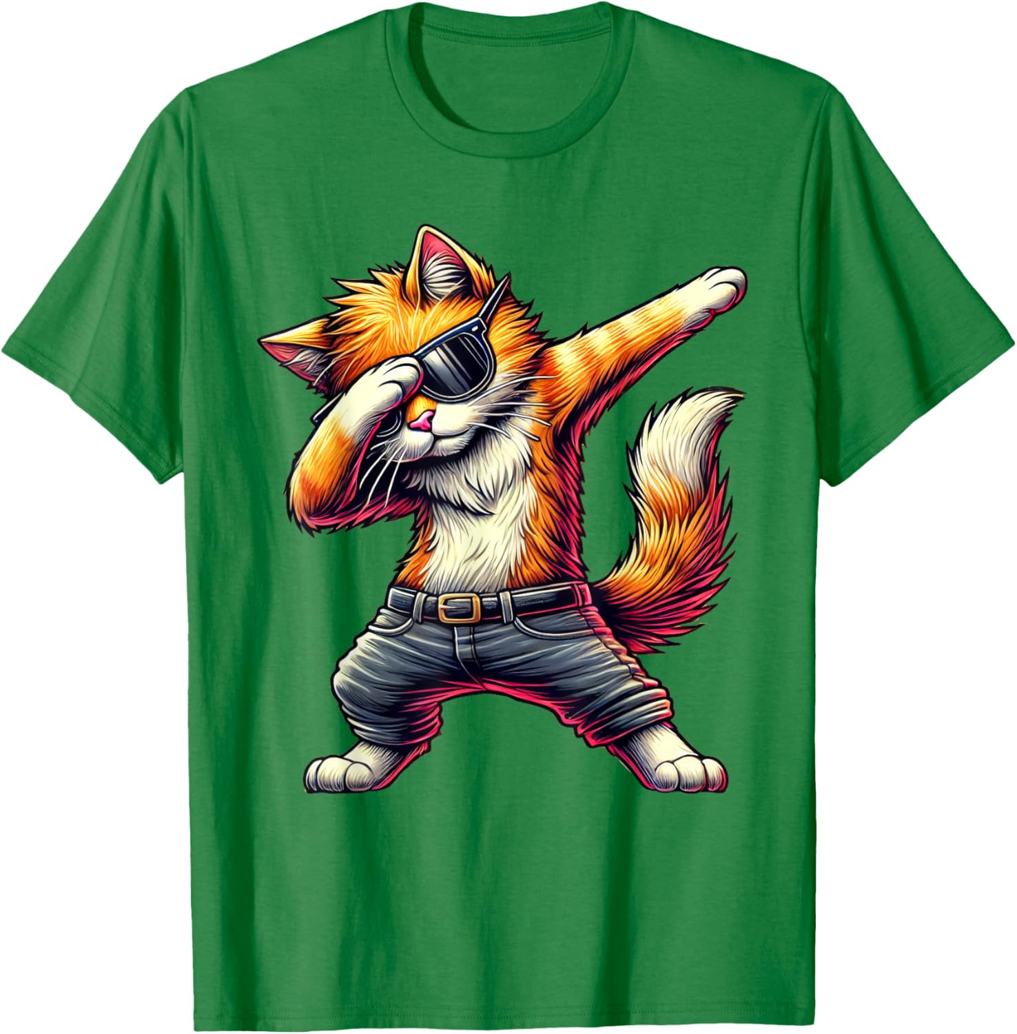 Cool Cat Dabbing in Sunglasses T-Shirt for Cat Lovers and Fashion Fans - 3