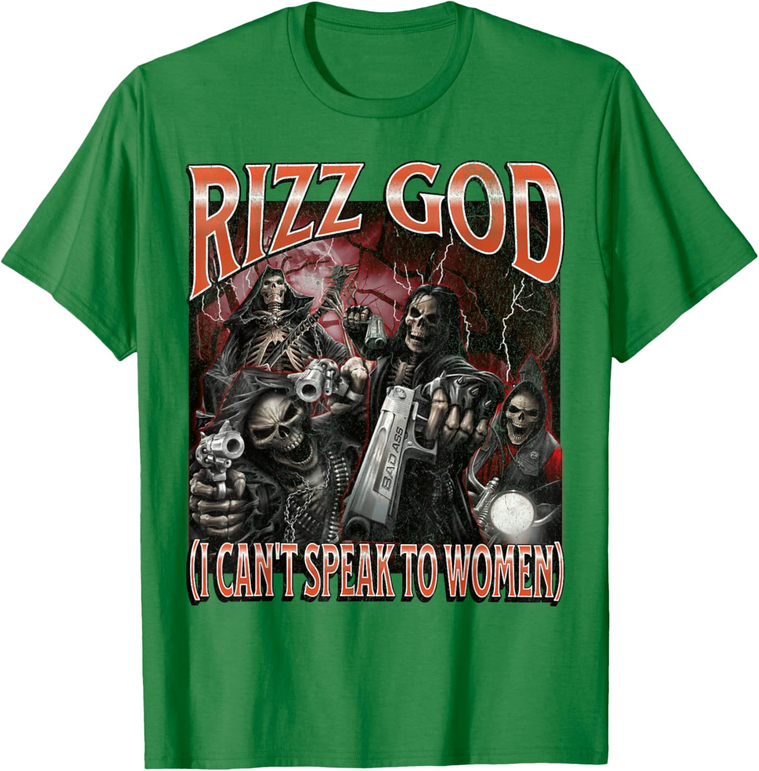 Funny Rizz God Skeleton Meme Tee for Men Who Can't Talk to Women - 15