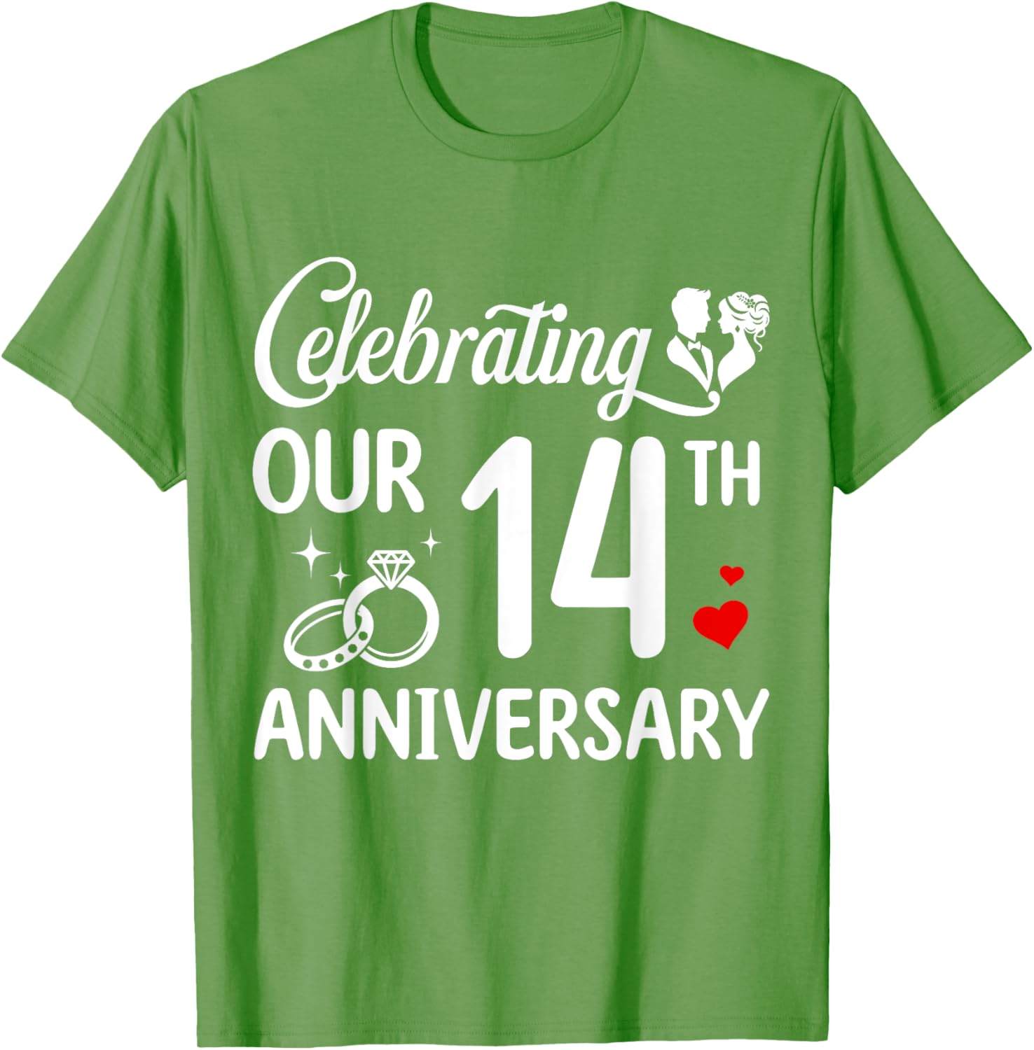 14th Wedding Anniversary T-Shirt for Couples - Celebrate 14 Years of Love - 14