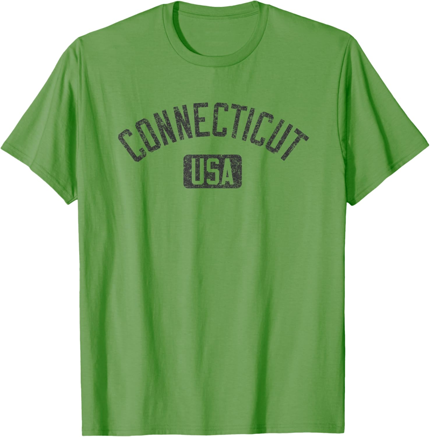 Connecticut Arched Text Distressed Black Print T-Shirt for Casual Style - 12