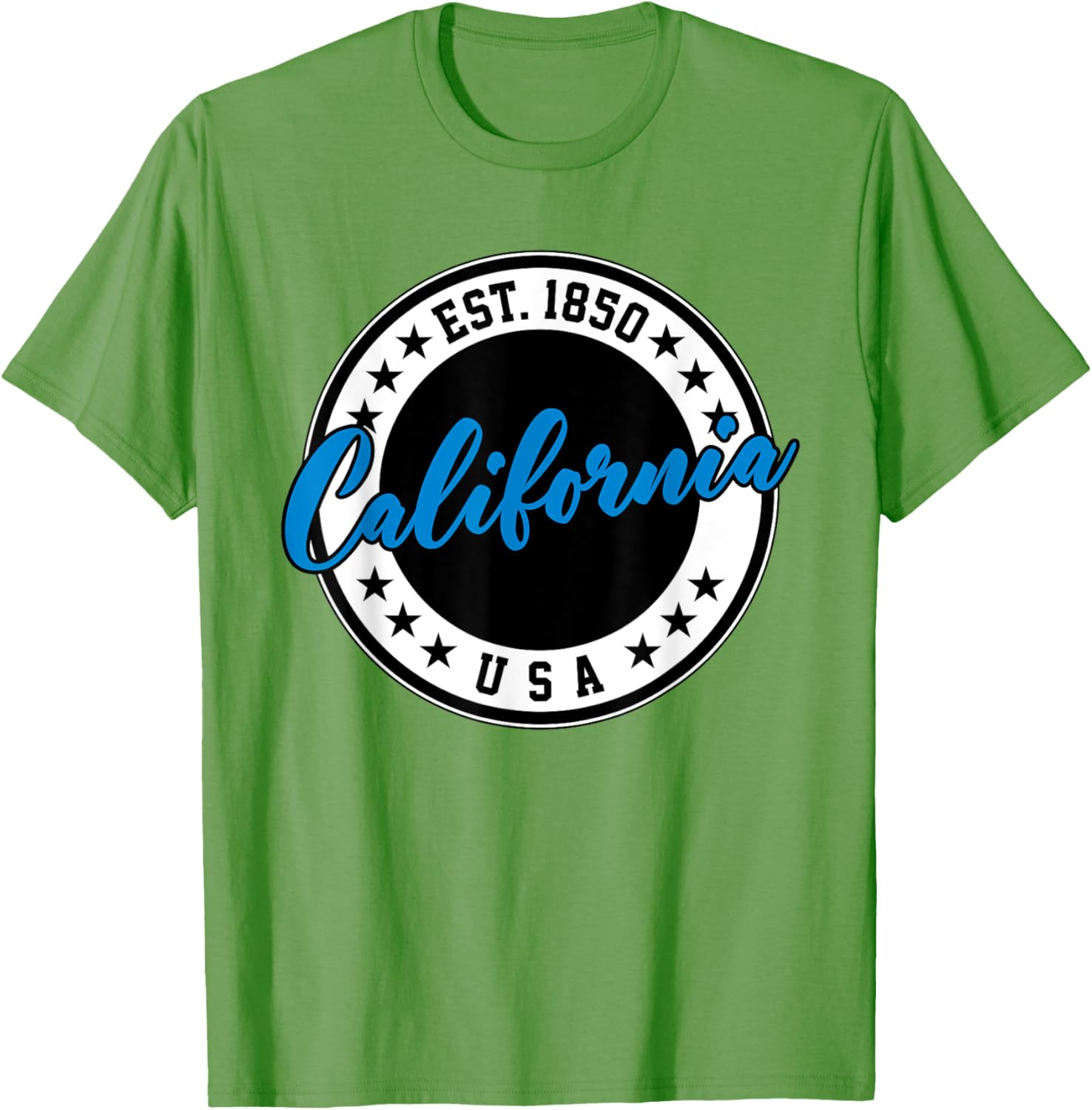 California USA Script Circle Blue Text T-Shirt for Casual Style - 22