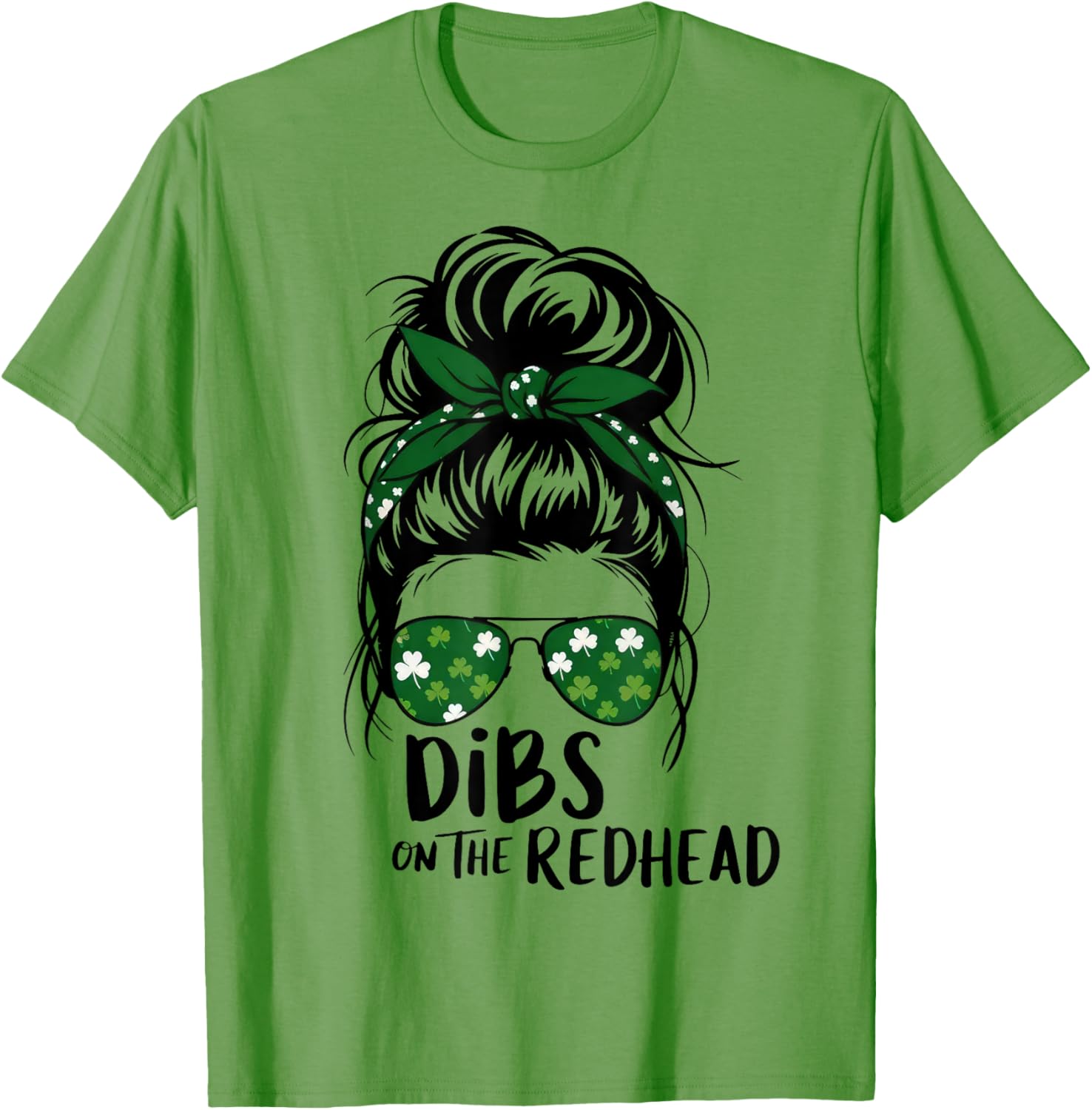 St Patricks Day Messy Bun Shamrock Redhead Dibs T-Shirt for Fun Celebrations - 10
