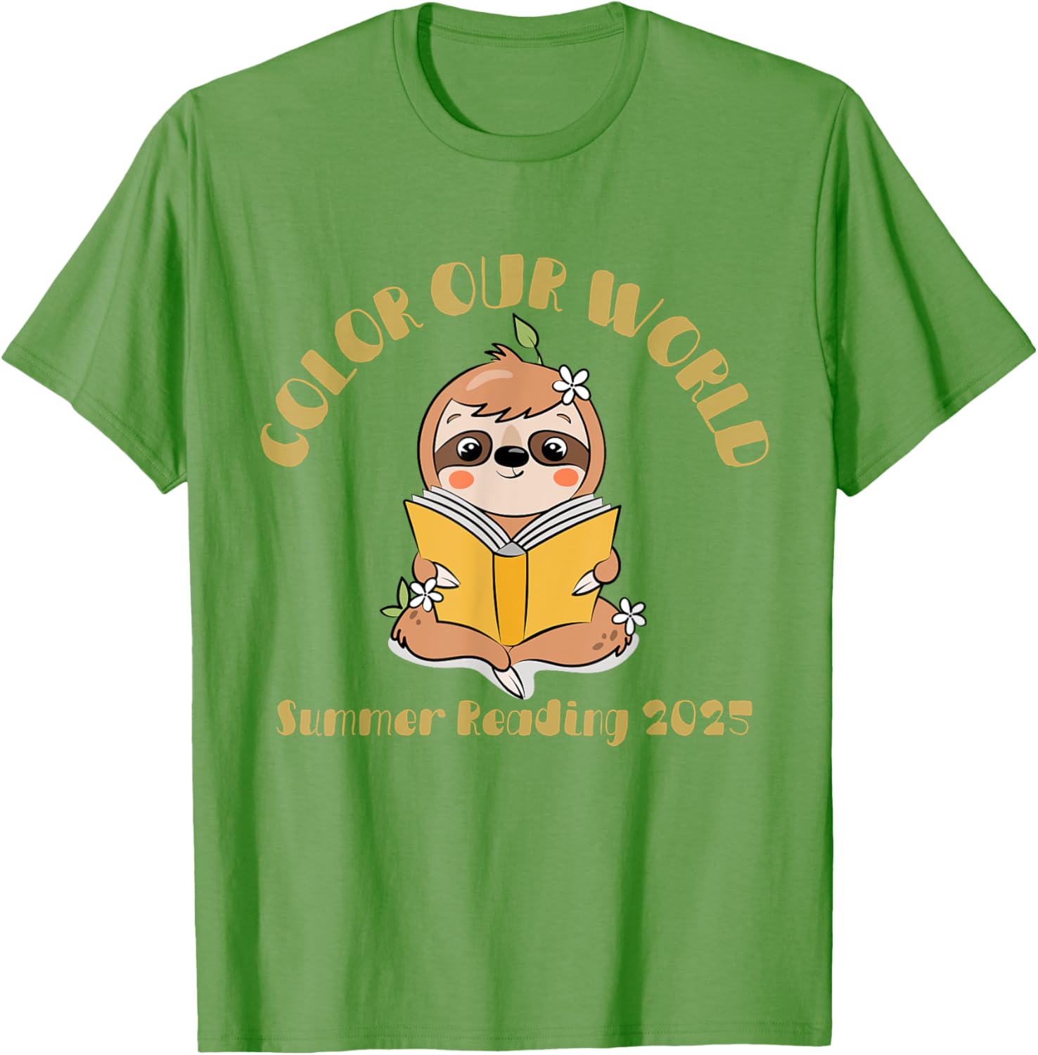 Color Our World 2025 Summer Reading Program Sloth T-Shirt for Kids - 17