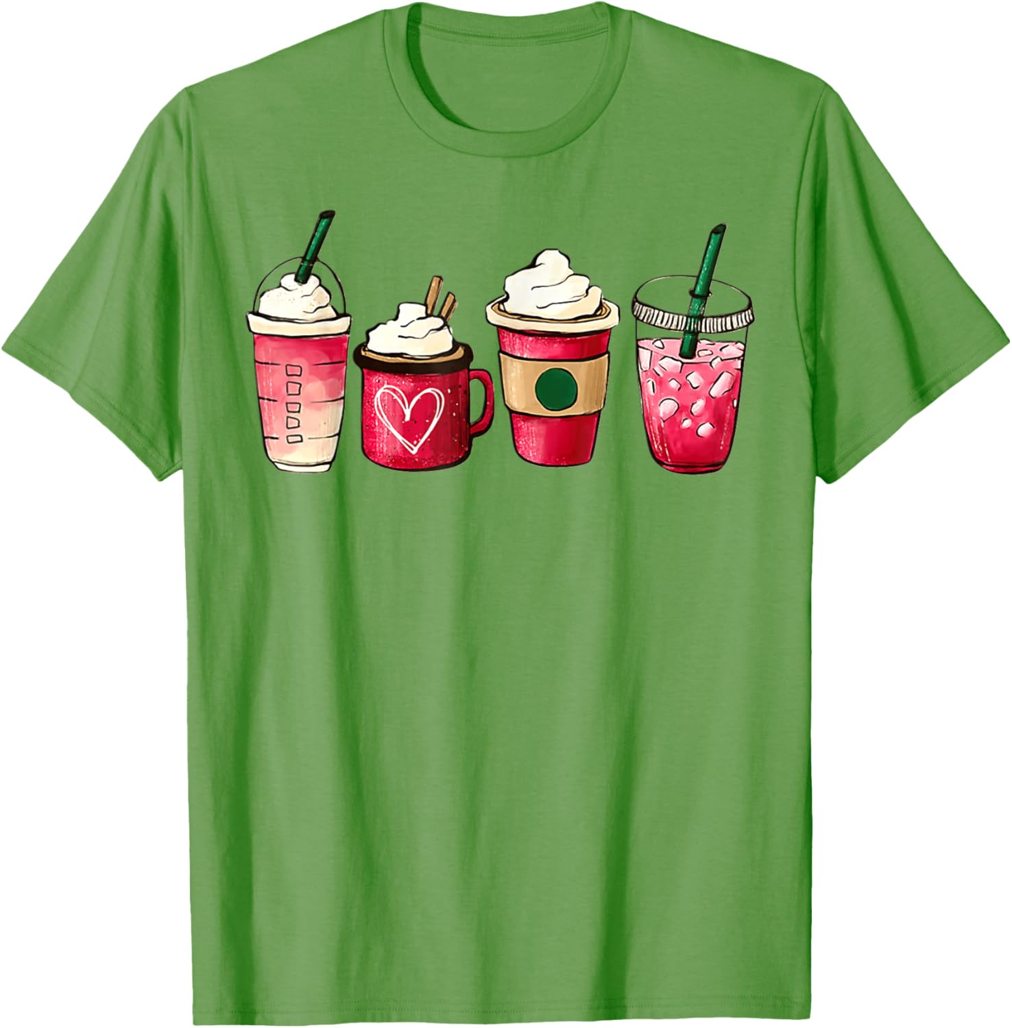 Valentine Heart Latte Iced Coffee T-Shirt for Coffee Lovers - 12