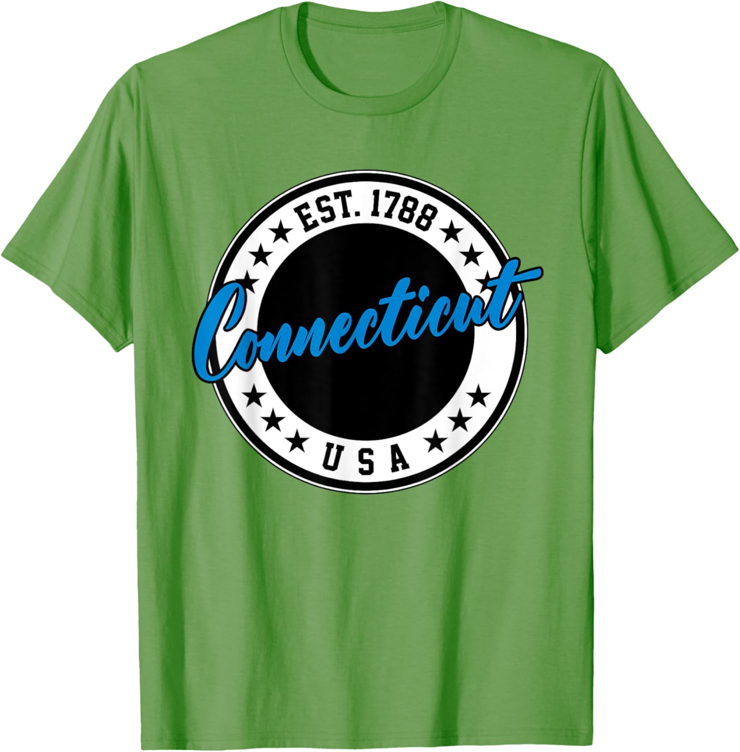 Connecticut USA Script Circle T-Shirt in Blue - Stylish Casual Wear - 9