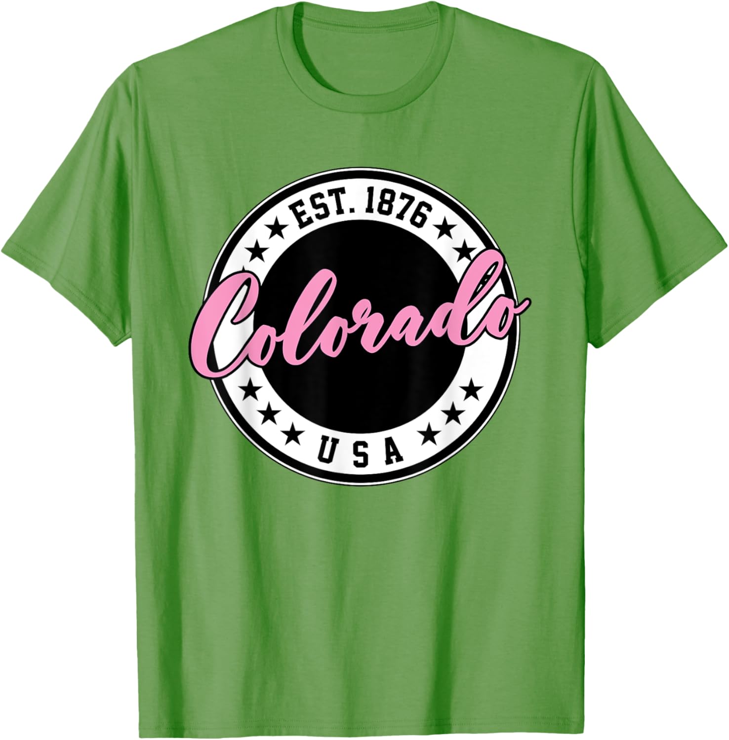 Colorado USA Script Circle Pink Text T-Shirt for Stylish Comfort - 4