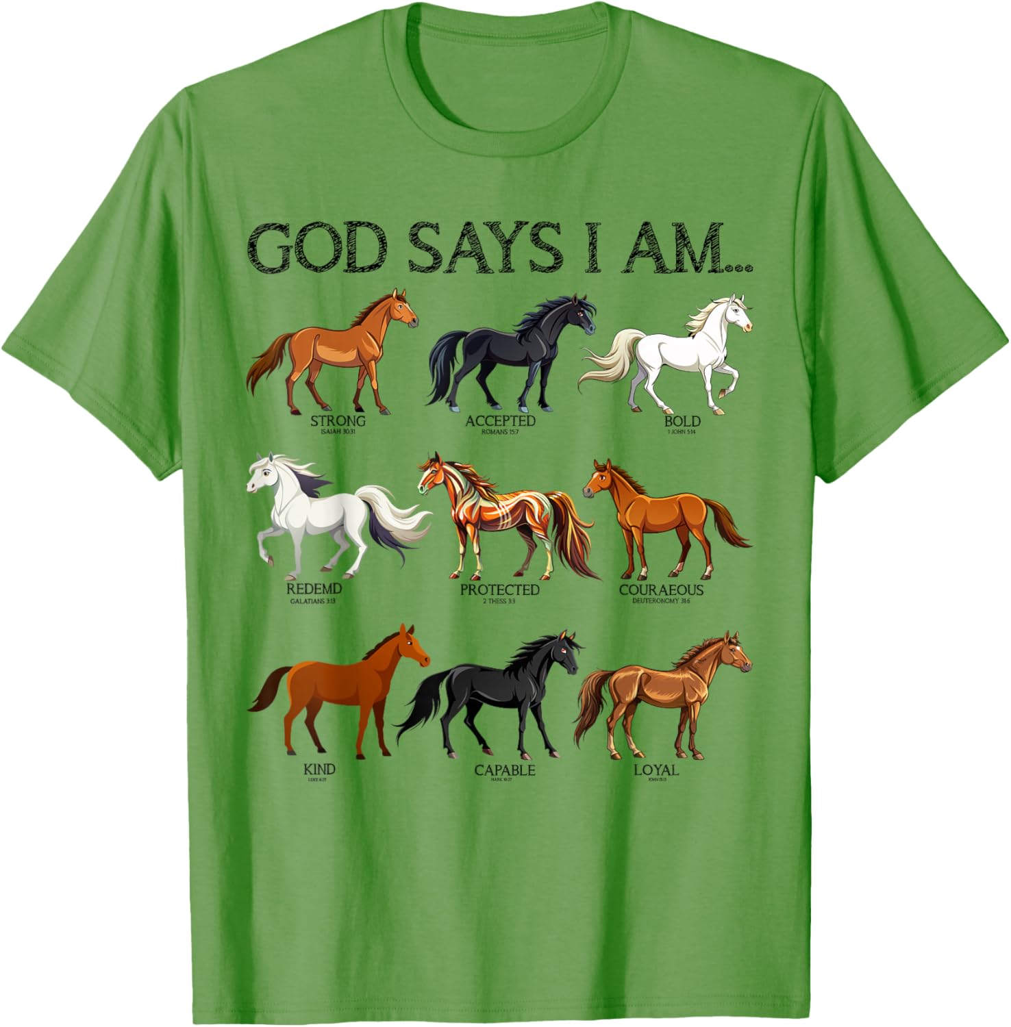 Cute Christian Teen Girl T-Shirt with Jesus and Horses Love Design - 2