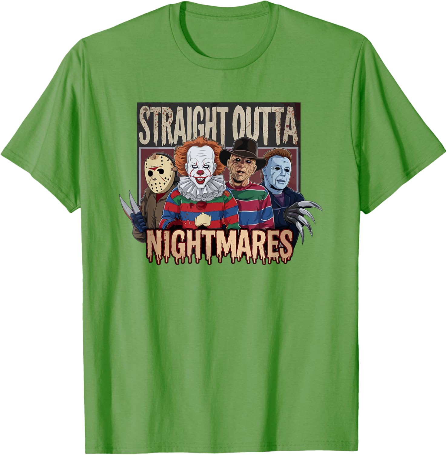 Vintage Horror Halloween Scary T-Shirt Straight Outta Nightmares Fun - 11