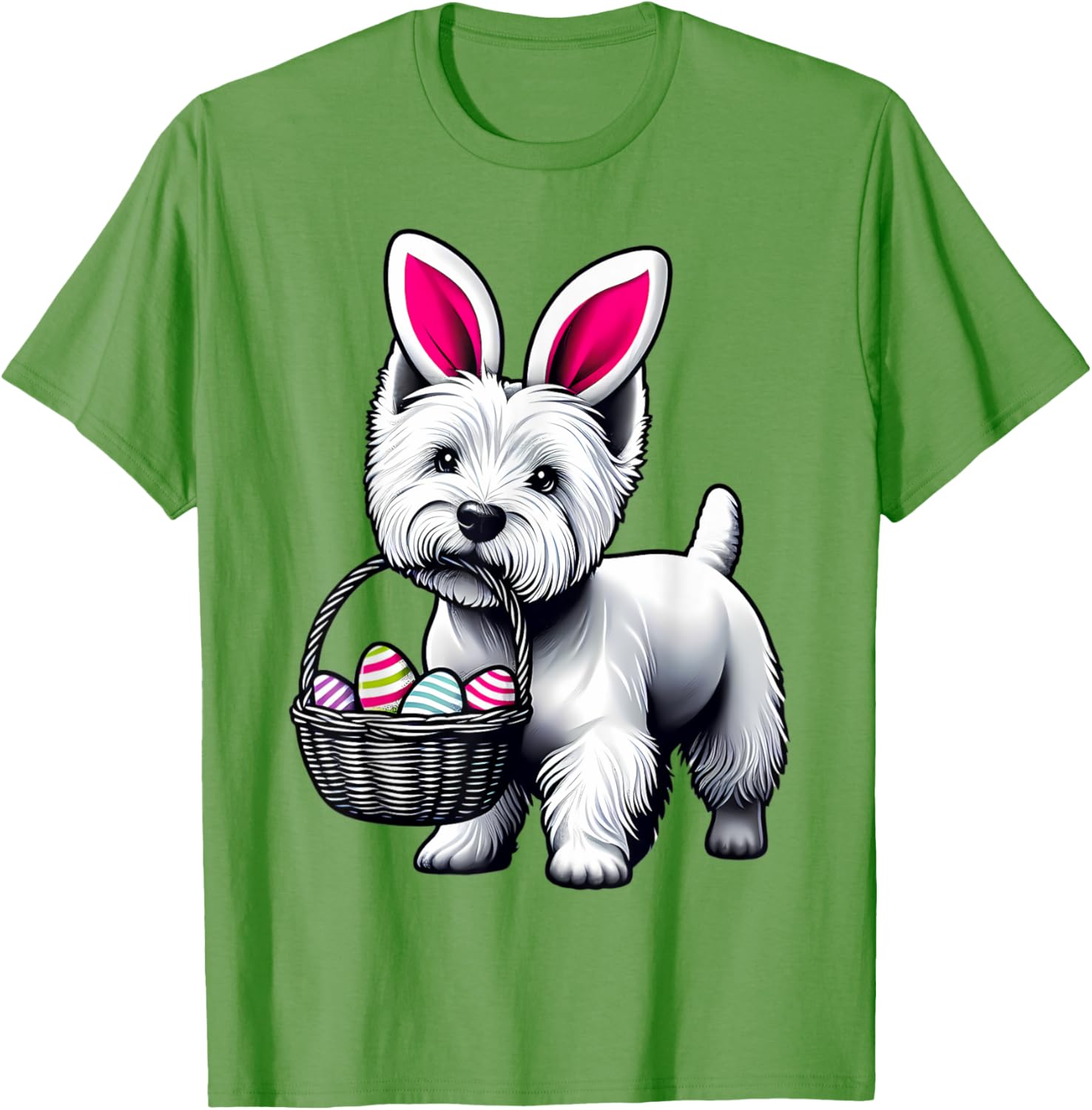 Adorable Bunny Ear West Highland Terrier Easter Eggs T-Shirt for Dogs - 1