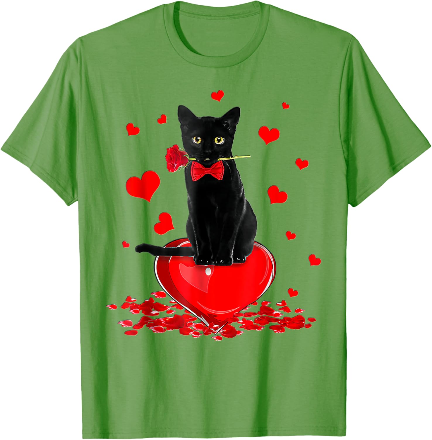 Cute Black Cat Valentine's Day Hearts T-Shirt for Cat Lovers - 7