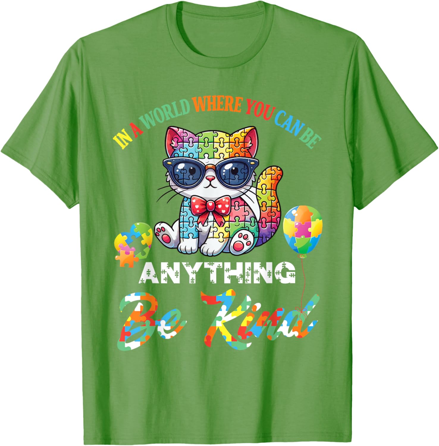 Be Kind Cat Puzzle Pieces T-Shirt for Men, Women, and Kids - 6