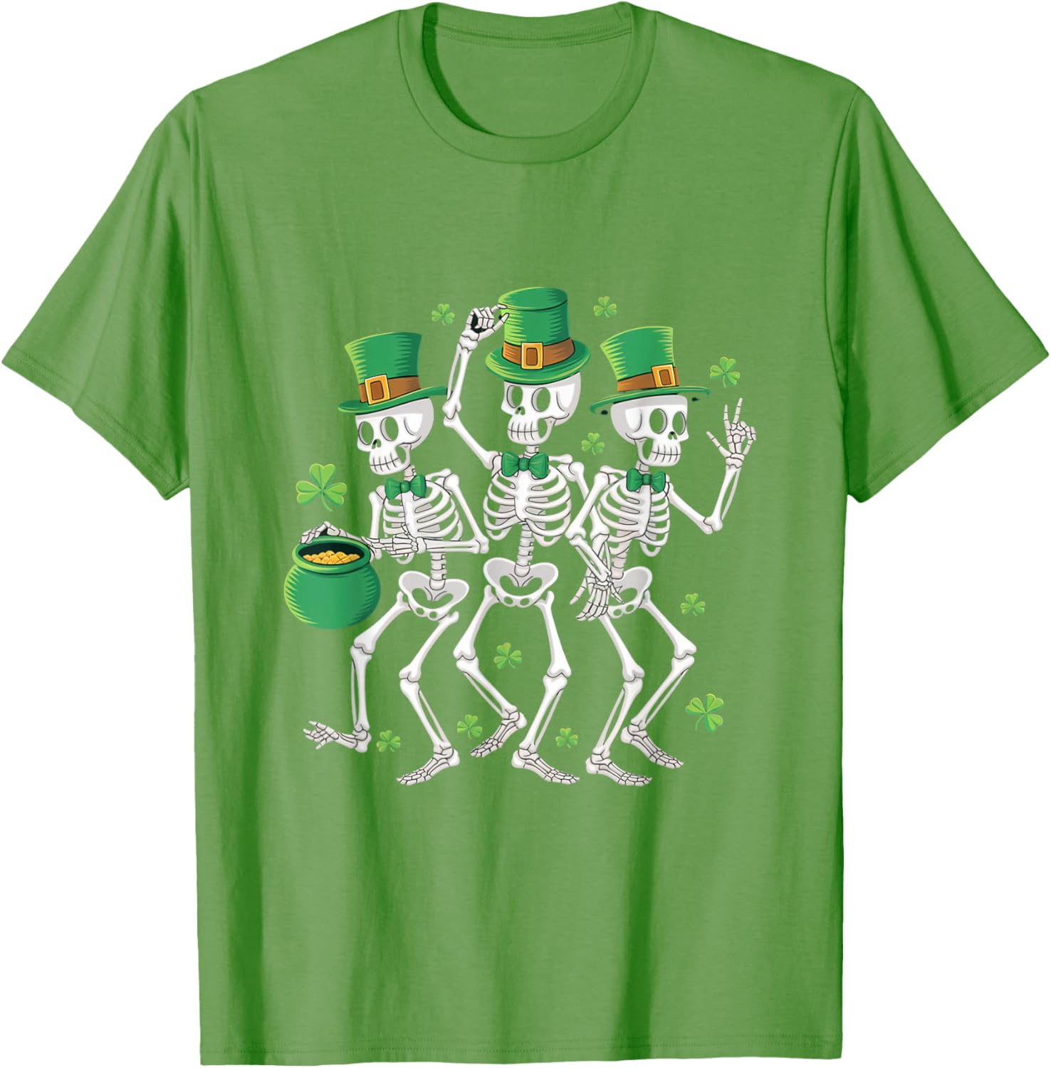 St Patrick's Day Dancing Skeletons T-Shirt for Men and Women Fun Apparel - 2