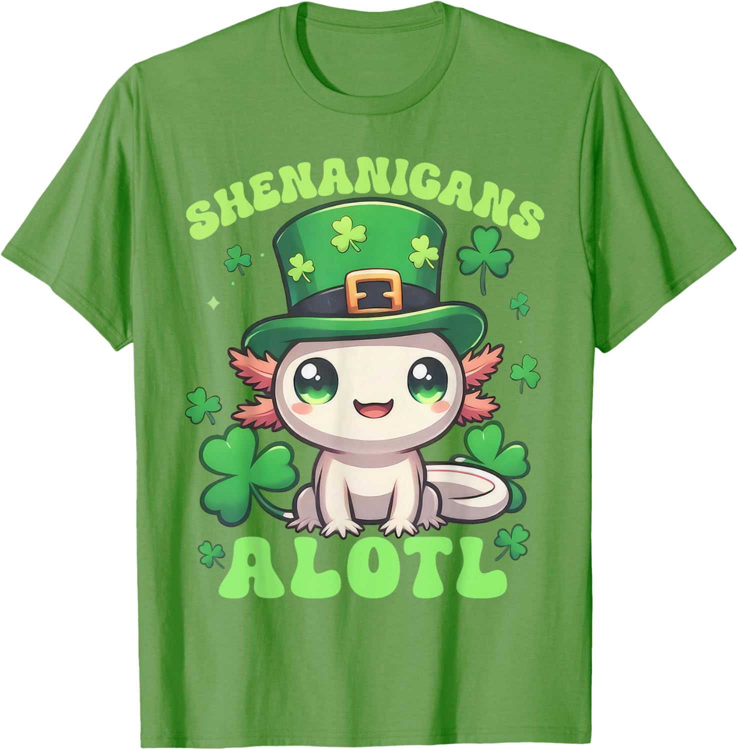 Axolotl St. Patrick's Day Fun T-Shirt for Kids and Adults - 3