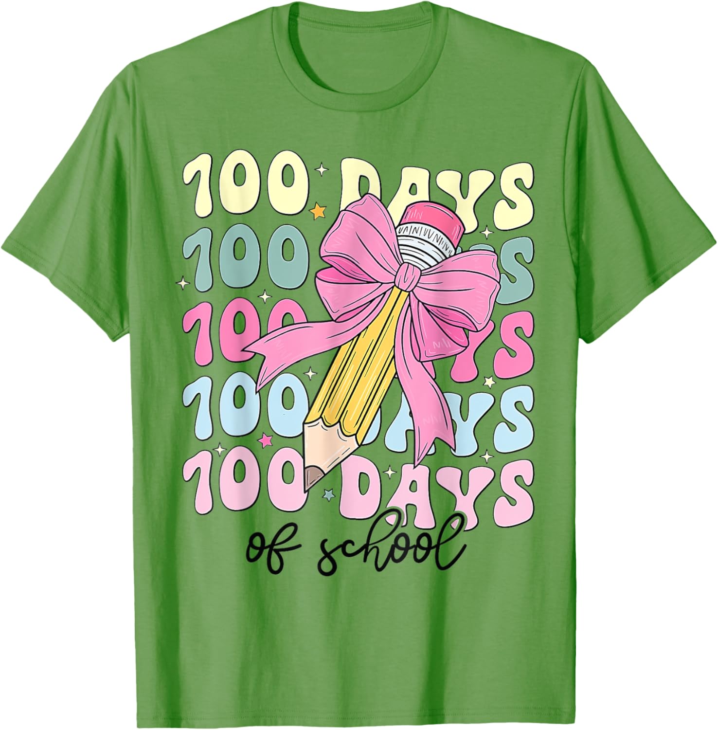 Coquette Bow 100th Day of School T-Shirt for Girls Fun School Celebration - 10