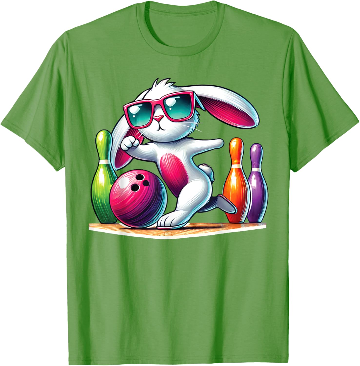Bunny Ear Easter Bowling T-Shirt for Fun Egg Hunt Celebrations - 8