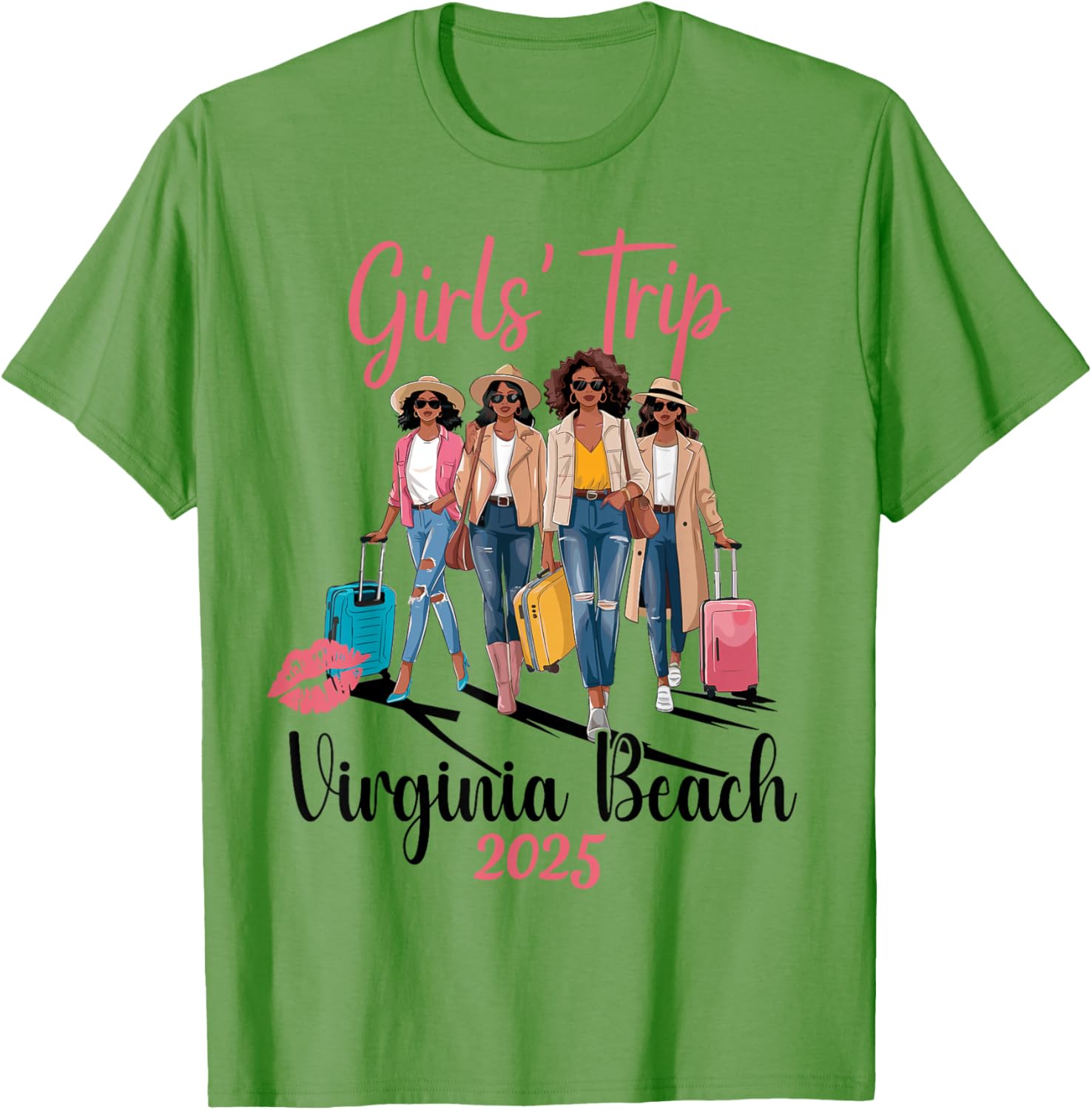 Black Girls Trip Virginia Beach 2025 Vacation Birthday T-Shirt Design - 3