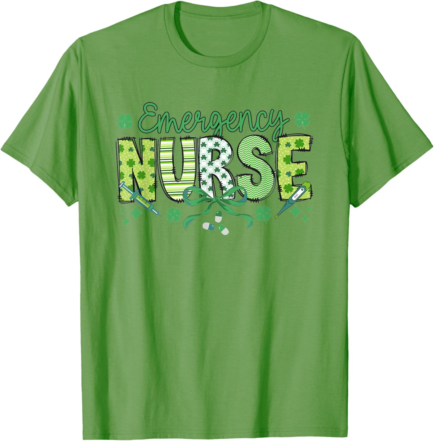 St Patrick's Day Shamrock Clover T-Shirt for Women Nurses ER RN - 10
