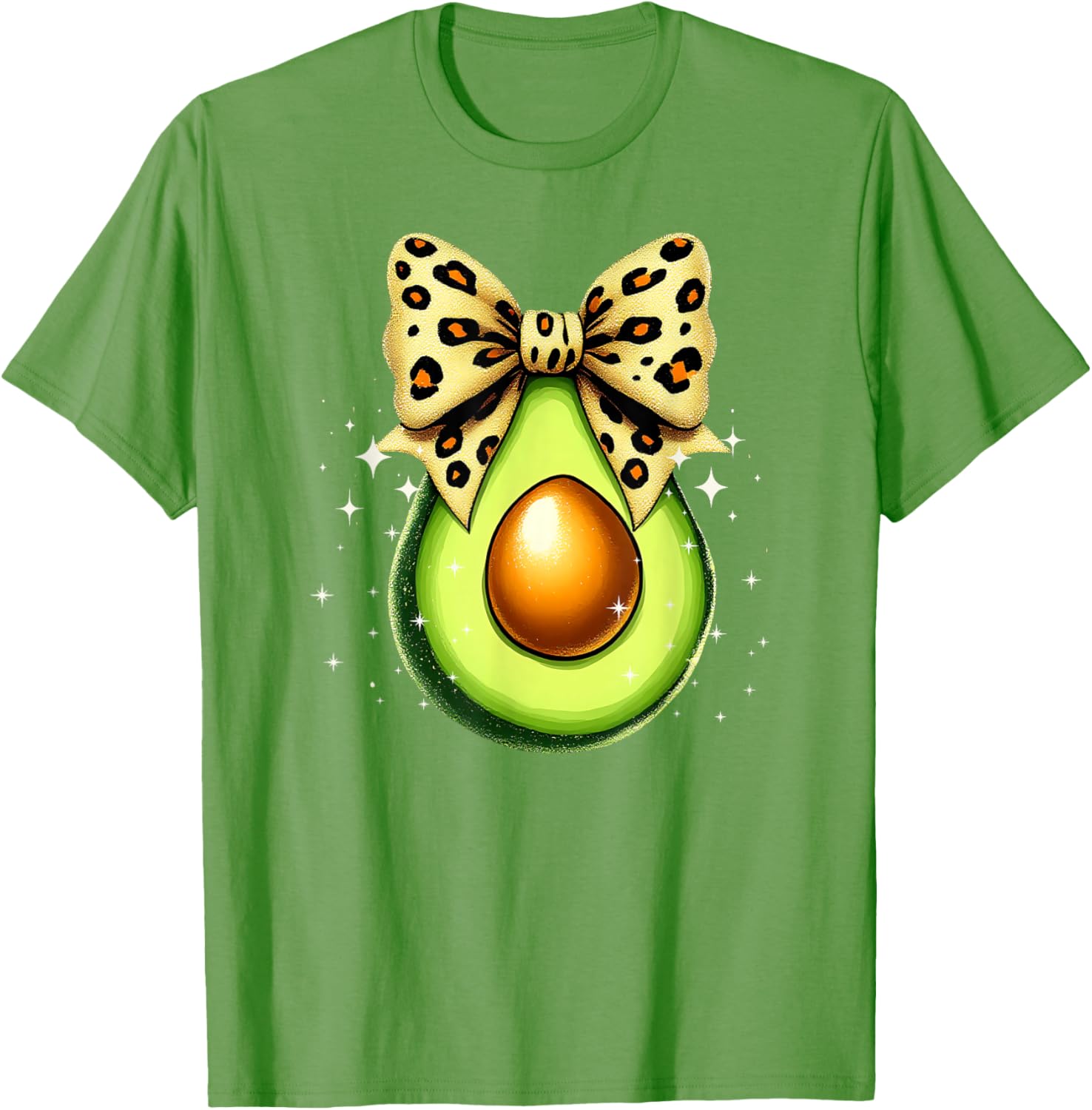 Cute Avocado Leopard Ribbon Bow T-Shirt for Women and Girls - 21