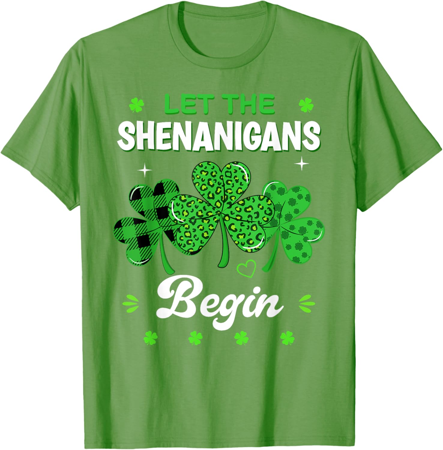 St Patricks Day Shamrock Leopard Print T-Shirt for Men and Women - 3