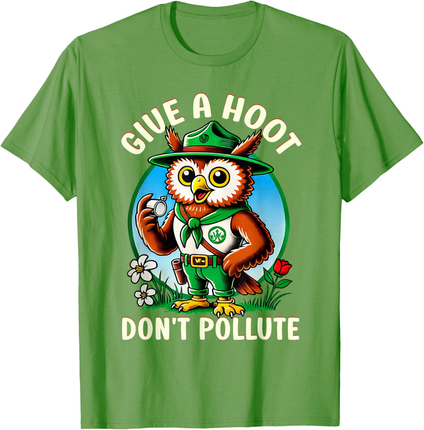 Retro Vintage Owl T-Shirt - Eco-Friendly Give A Hoot Don’t Pollute - 5