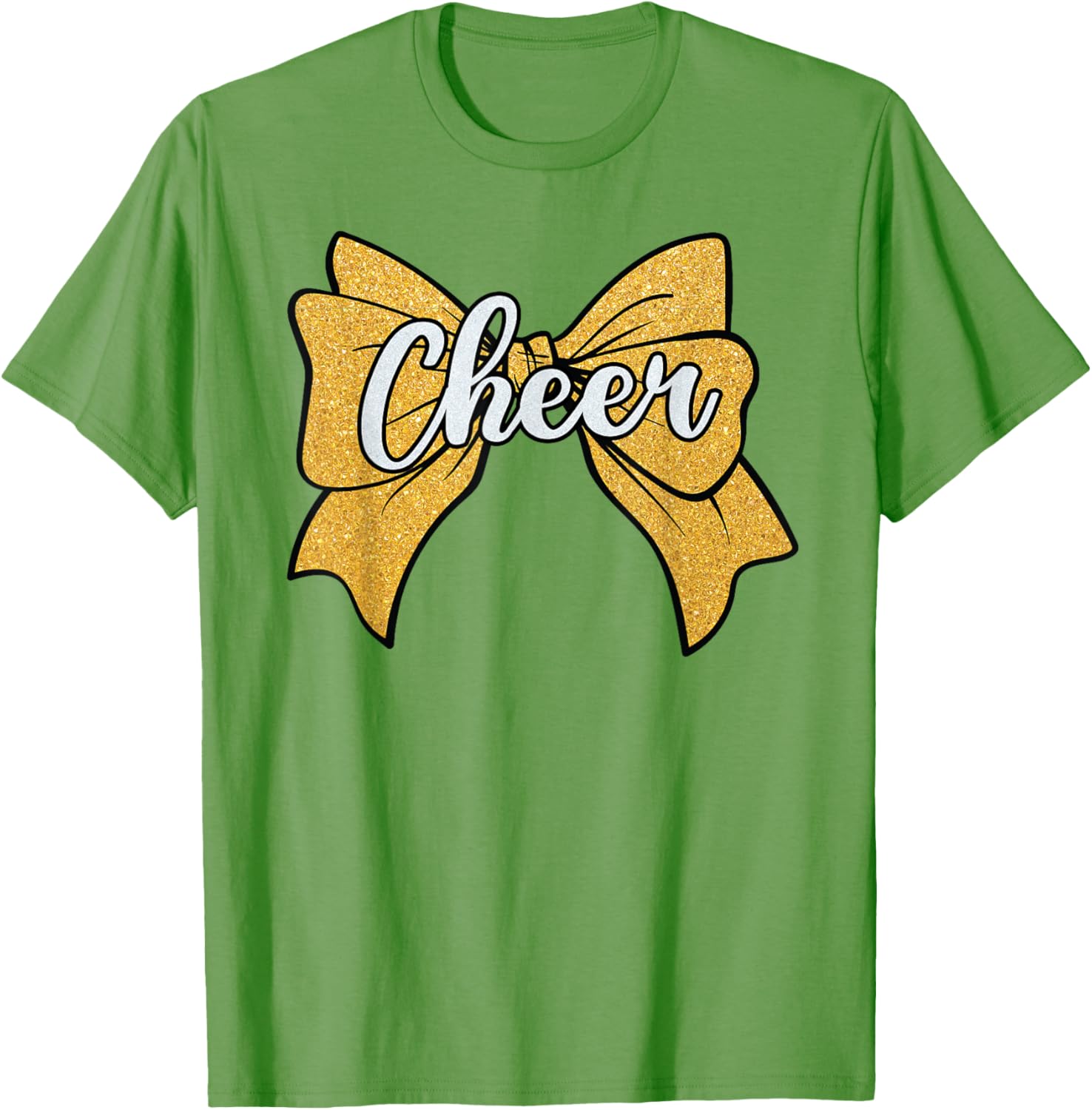Coquette Yellow Cheerleader T-Shirt with Cheer Bow for Sport Fans - 6