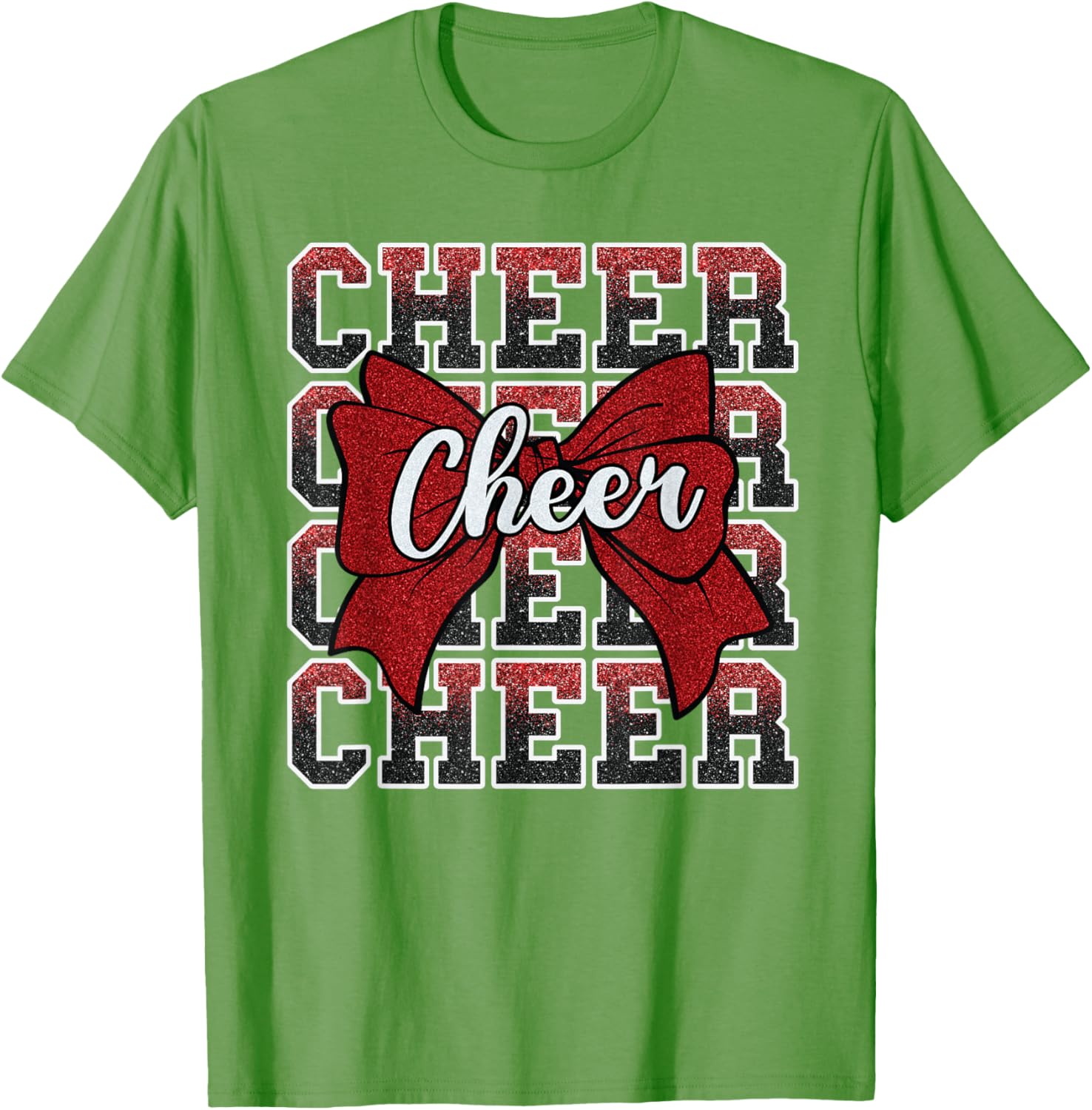 Coquette Cheer Bow Funny Sport Cheerleader Red T-Shirt for Cheer Fans - 25