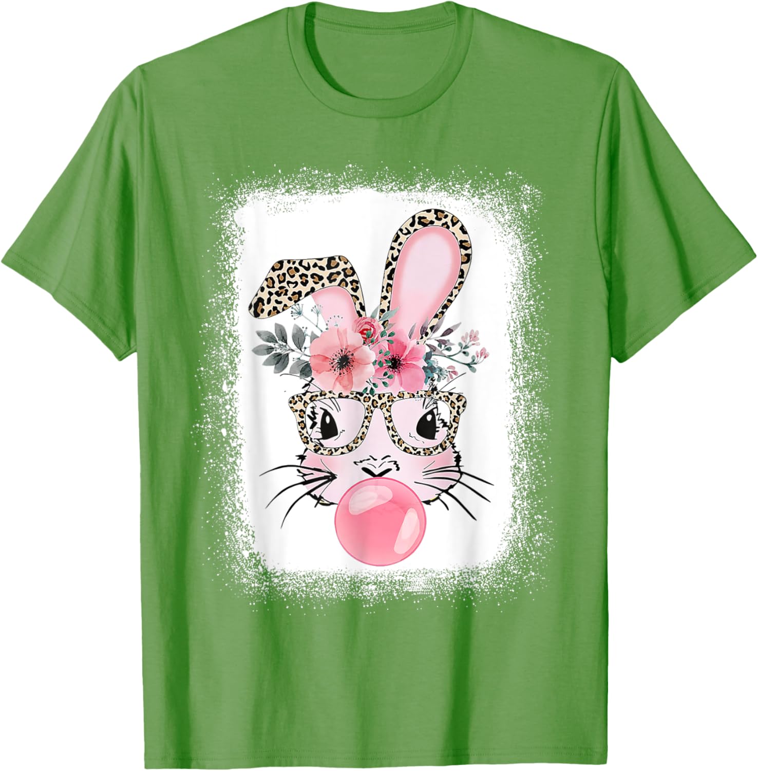 Cute Bleached Bunny Blowing Bubble Gum T-Shirt for Easter Celebrations - 10