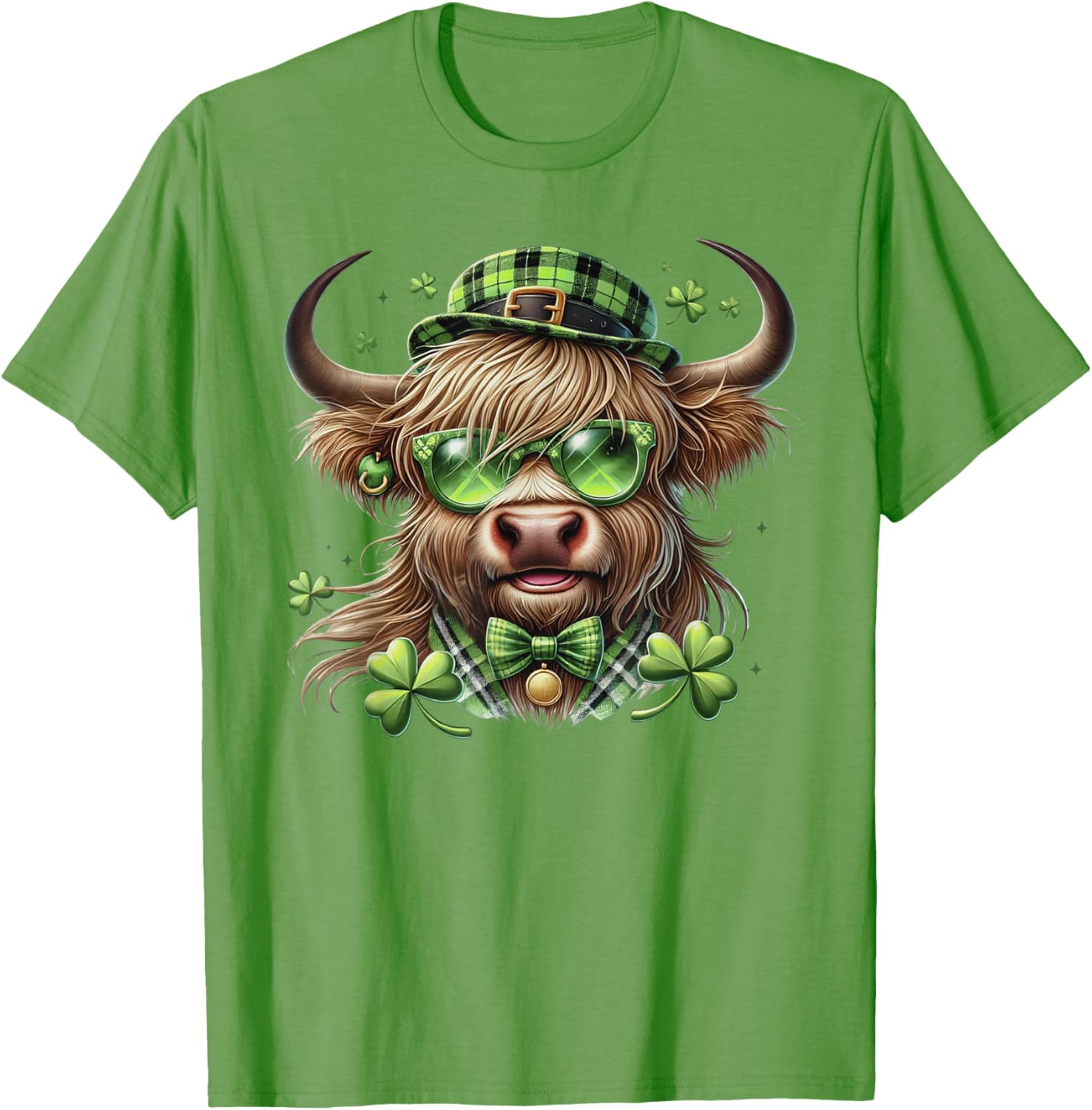 St Patrick's Day Highland Cow Shamrock Women's T-Shirt for Celebrations - 8