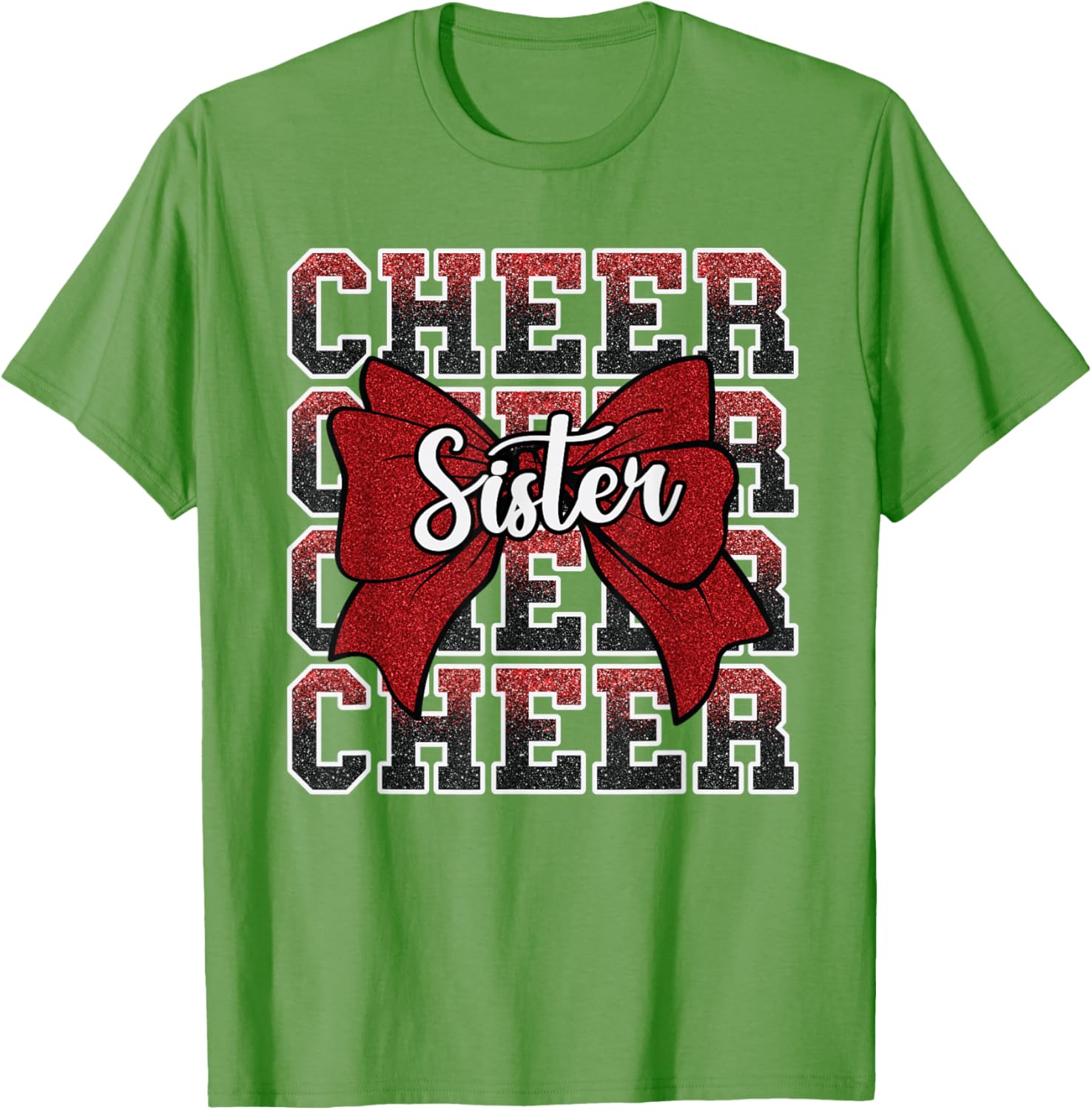 Coquette Cheer Sister Bow Red T-Shirt for Sport Cheerleaders - 19