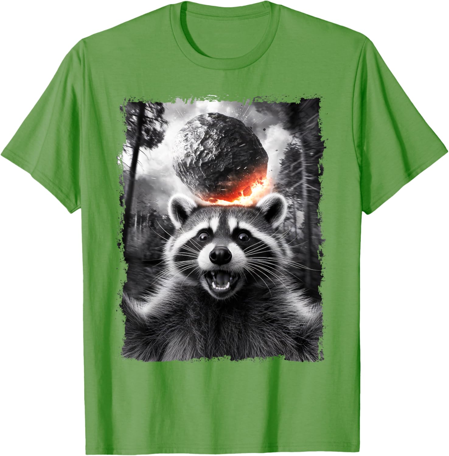 2024 Raccoon Asteroid Impact Selfie Photo T-Shirt for Fun Earth Lovers - 3