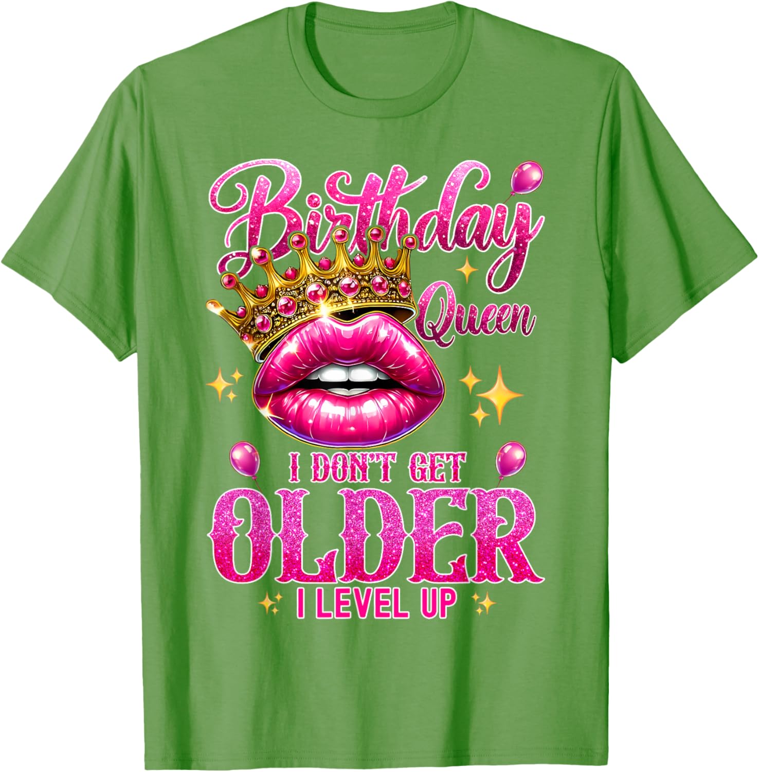 Birthday Queen Level Up Lip Balloon T-Shirt for Fun Celebrations - 15