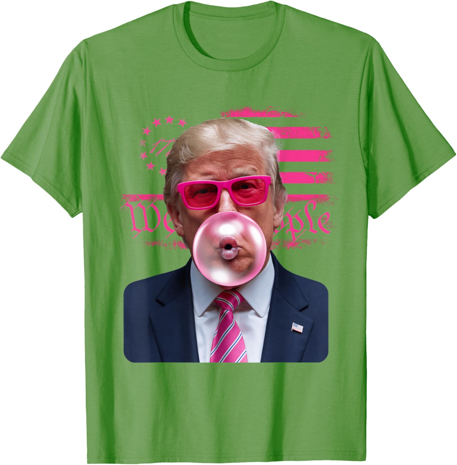 Trump Pink Glasses Bubble Gum 4th of July American Flag T-Shirt - 9