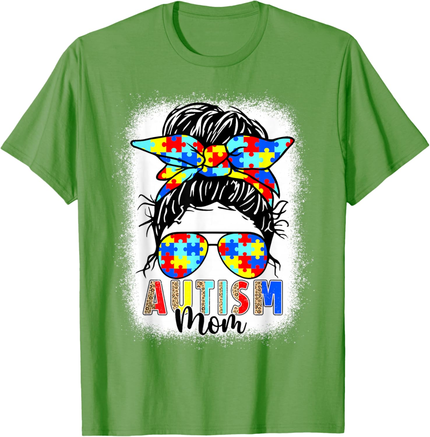 Autism Mom Life Messy Bun T-Shirt Perfect for Mother's Day Gift - 1