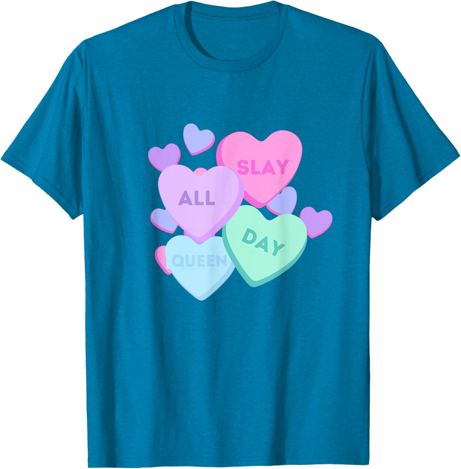 Slay All Day Pastel Heart Candy Graphic T-Shirt for Valentine's Day - 5
