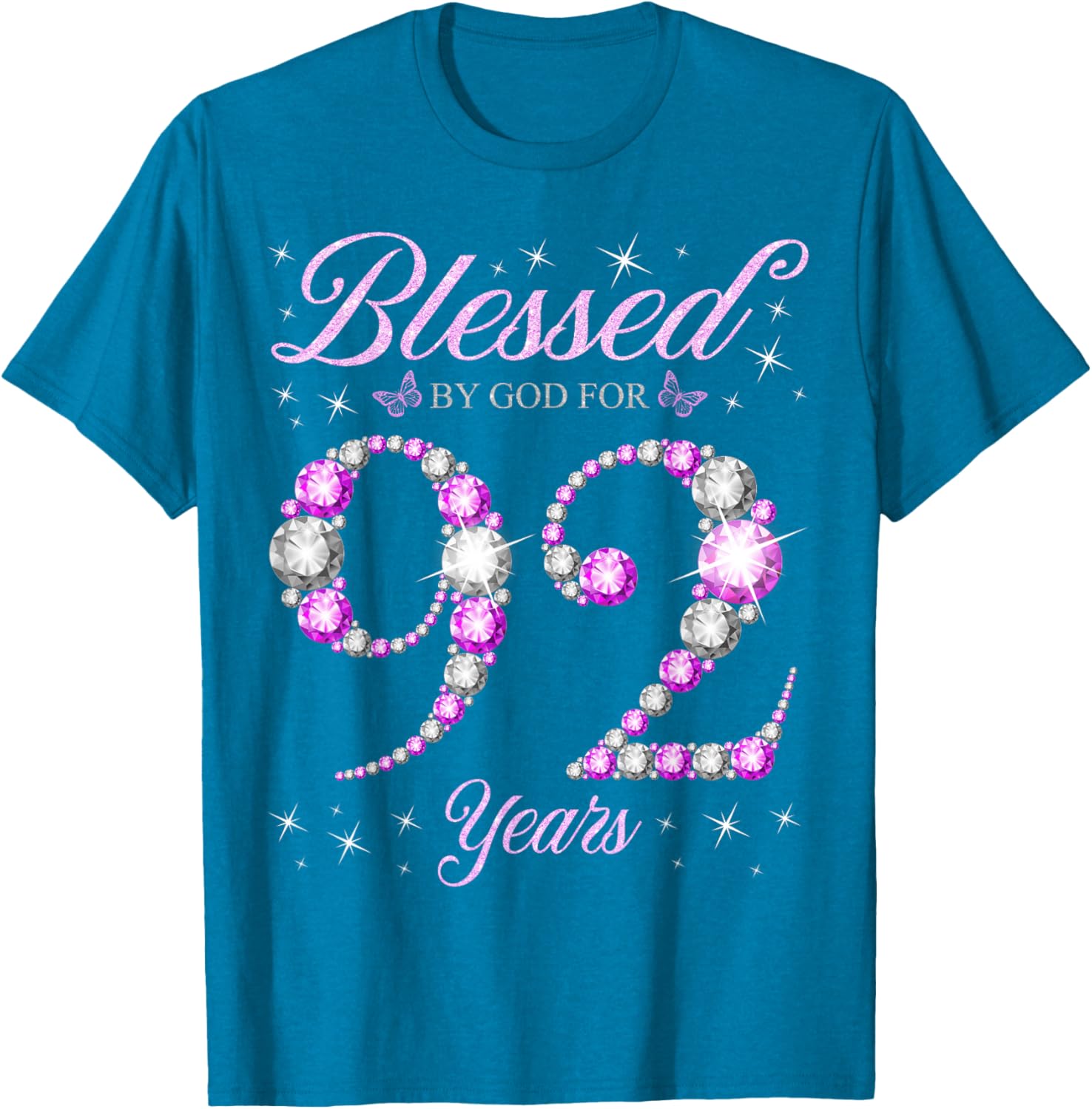 Blessed By God 92 Years Old Birthday Party T-Shirt for 92nd Celebration - 6