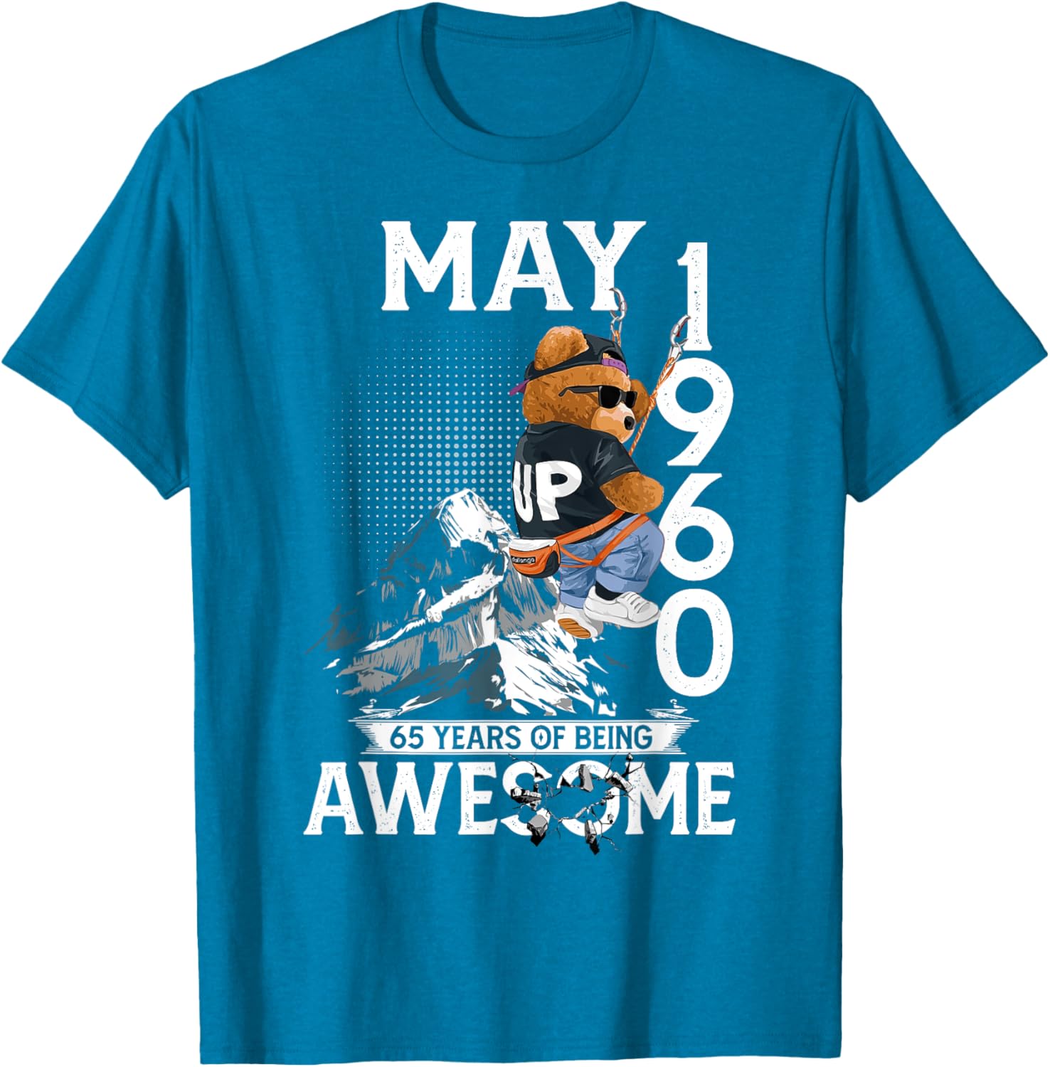 65th Birthday Bear Legends T-Shirt for Men May 1960 Vintage Style - 3