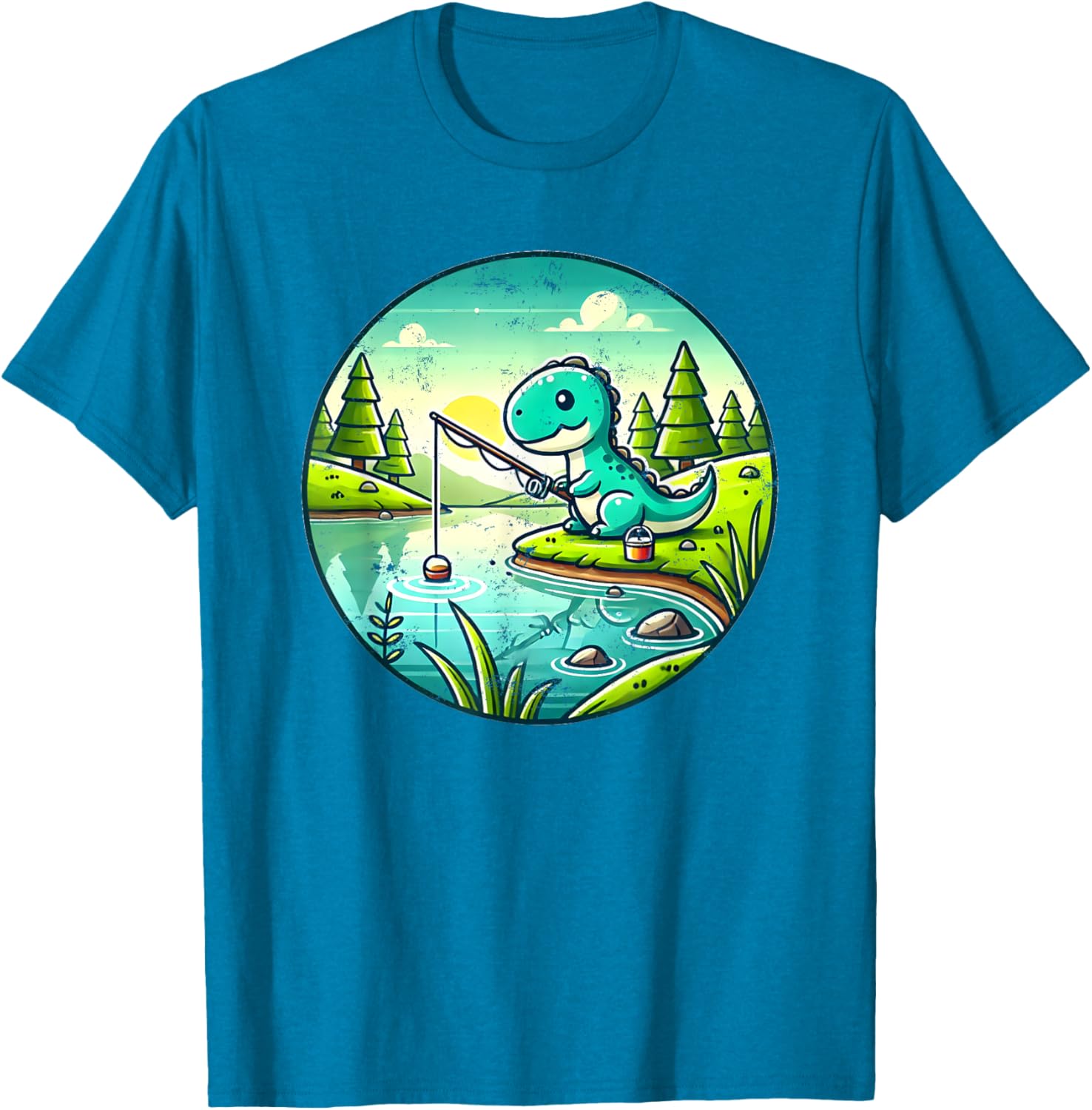 Cute Dinosaur Fishing T-Shirt for Kids and Adults - Fun and Comfy Wear - 5
