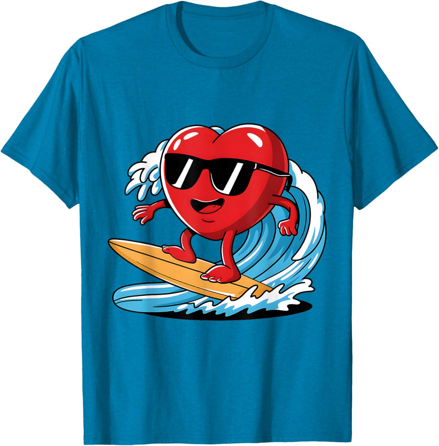 Surfing Heart Funny T-Shirt for Boys and Men - Perfect Valentine's Gift - 2