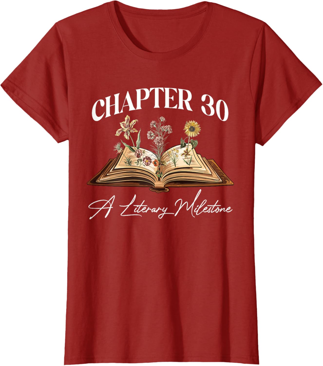 Wildflower Book Lover 30th Birthday T-Shirt for Nature Enthusiasts - 4