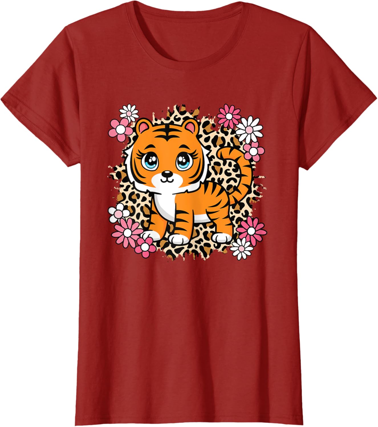 Cute Tiger Flowers T-Shirt for Women Girls and Kids - Perfect Gift for Tiger Lovers - 21