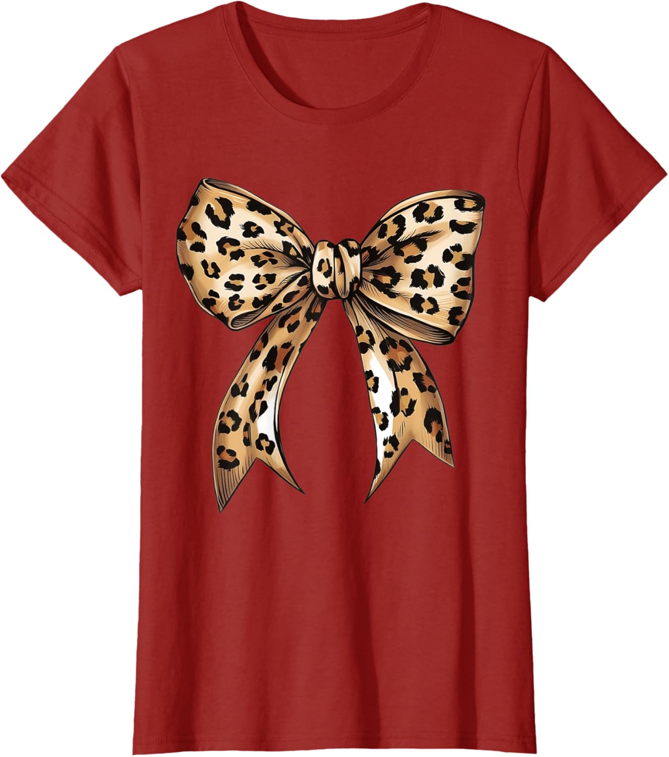 Stylish Leopard Print Croquette Bow T-Shirt for Trendy Fashion Lovers - 6
