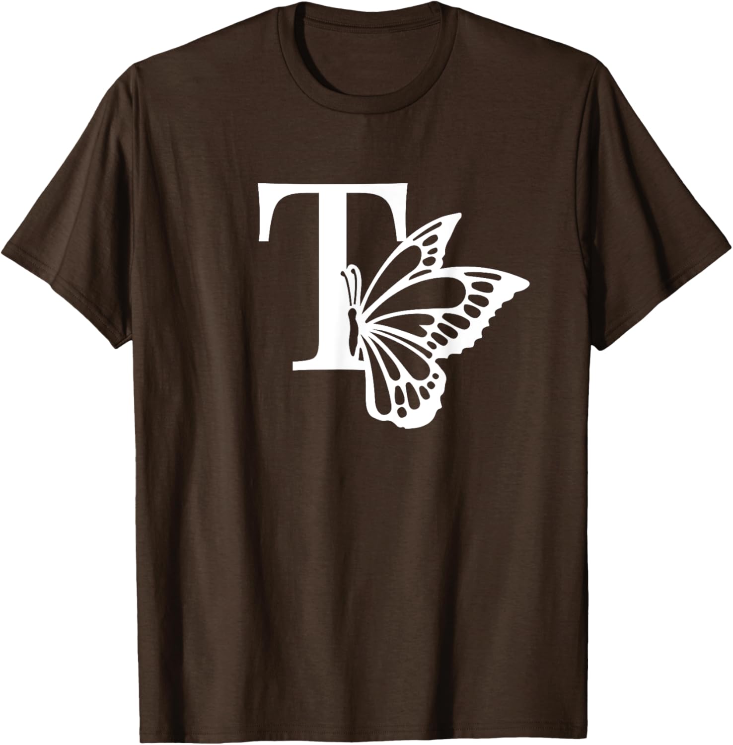 Butterfly Monogram Initial T T-Shirt Stylish Alphabet Tee for Women - 18