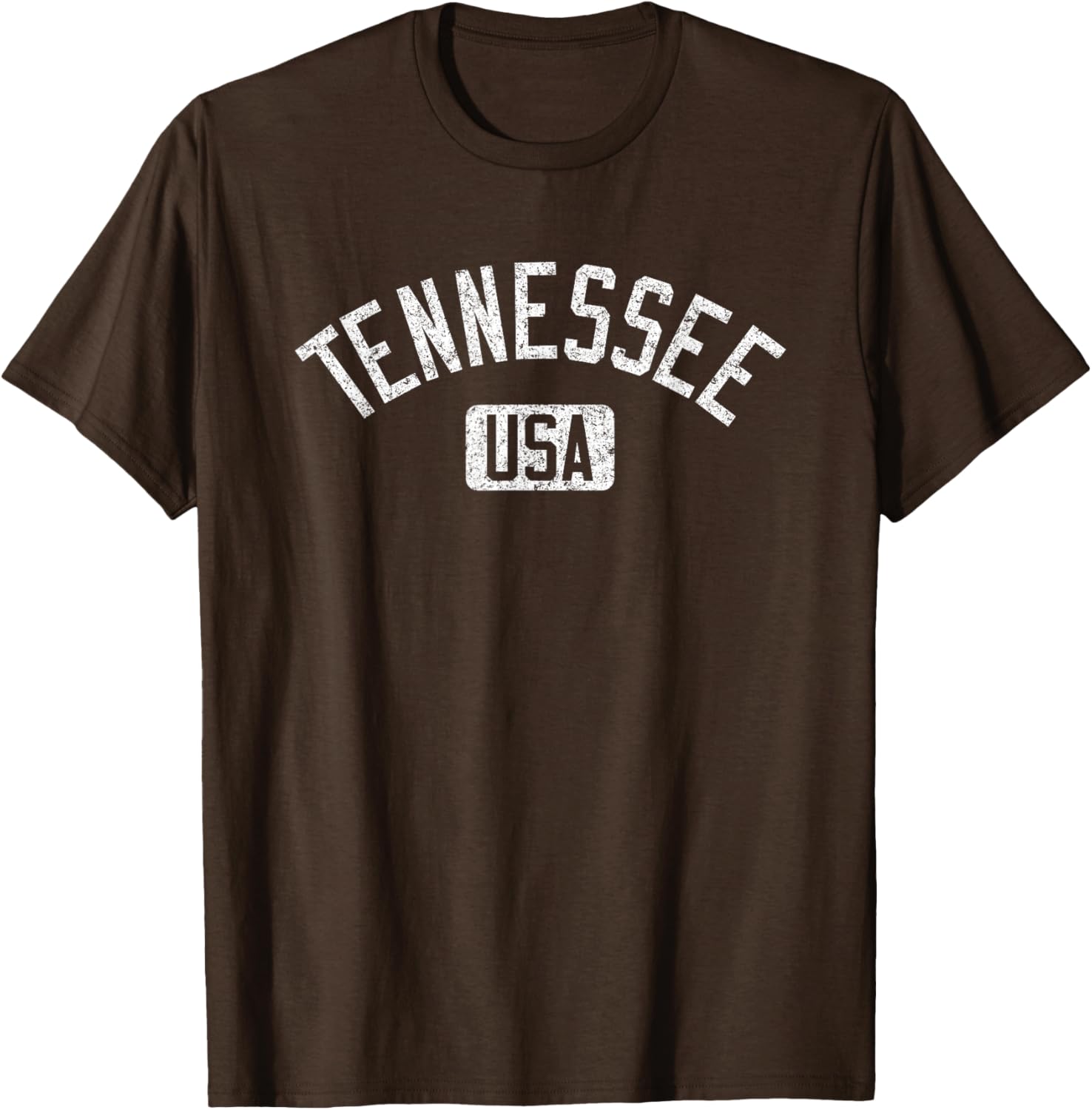 Tennessee Arched Text Distressed White Print T-Shirt for Casual Style - 1