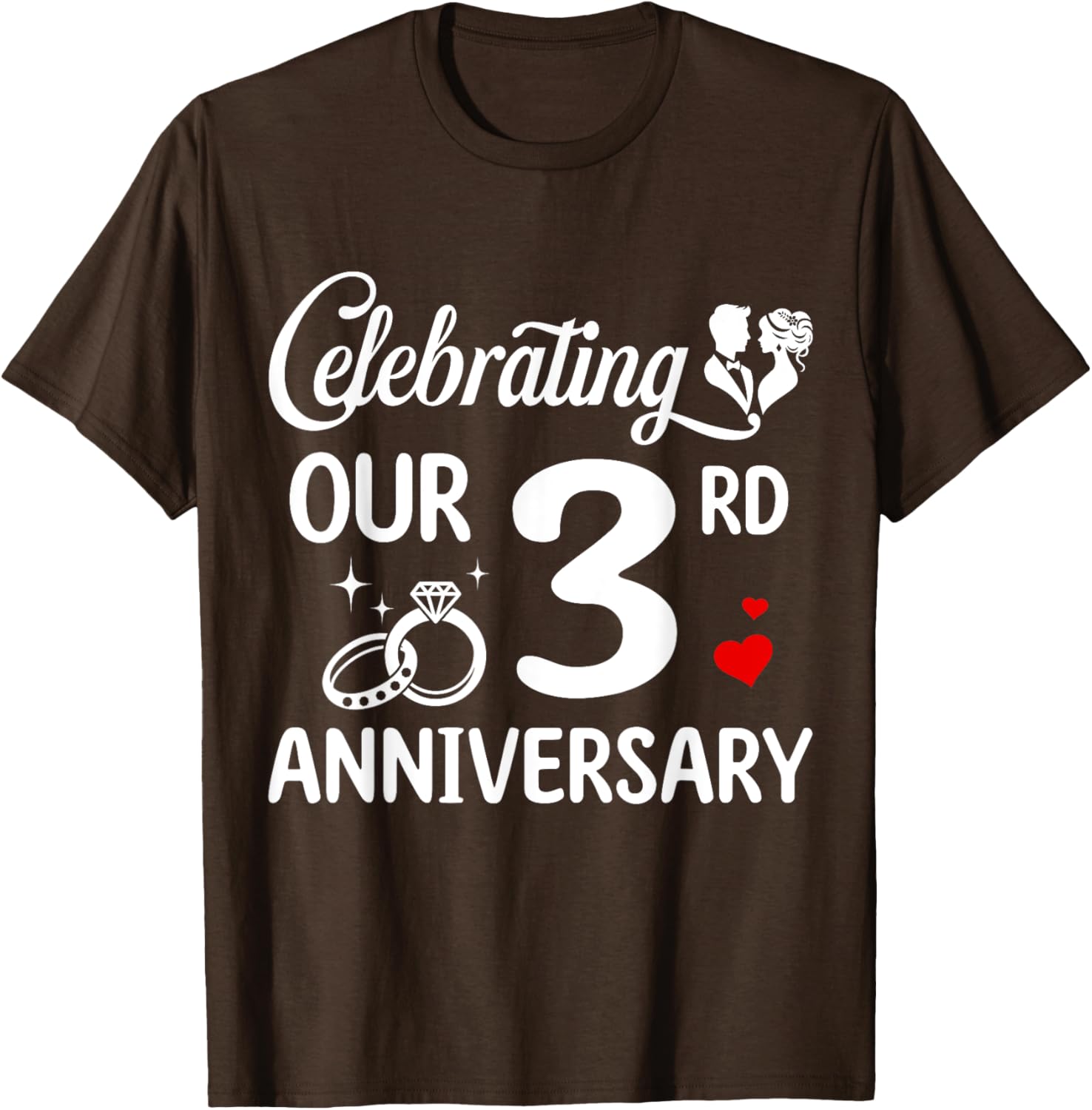 3rd Wedding Anniversary T-Shirt for Couples Celebrating 3 Years of Love - 1